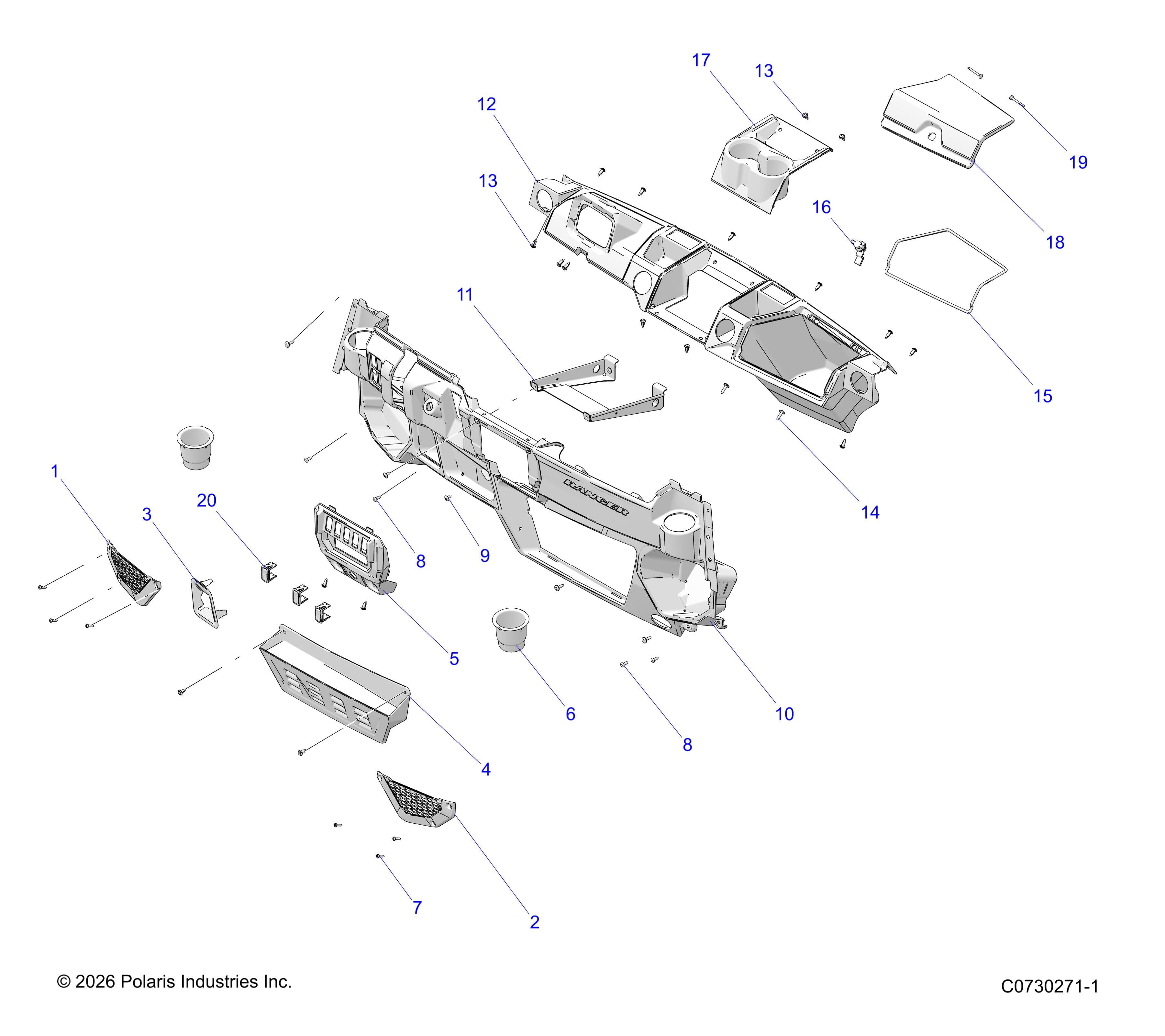 2026 RANGER 1000 CABBED — BODY, DASH diagram