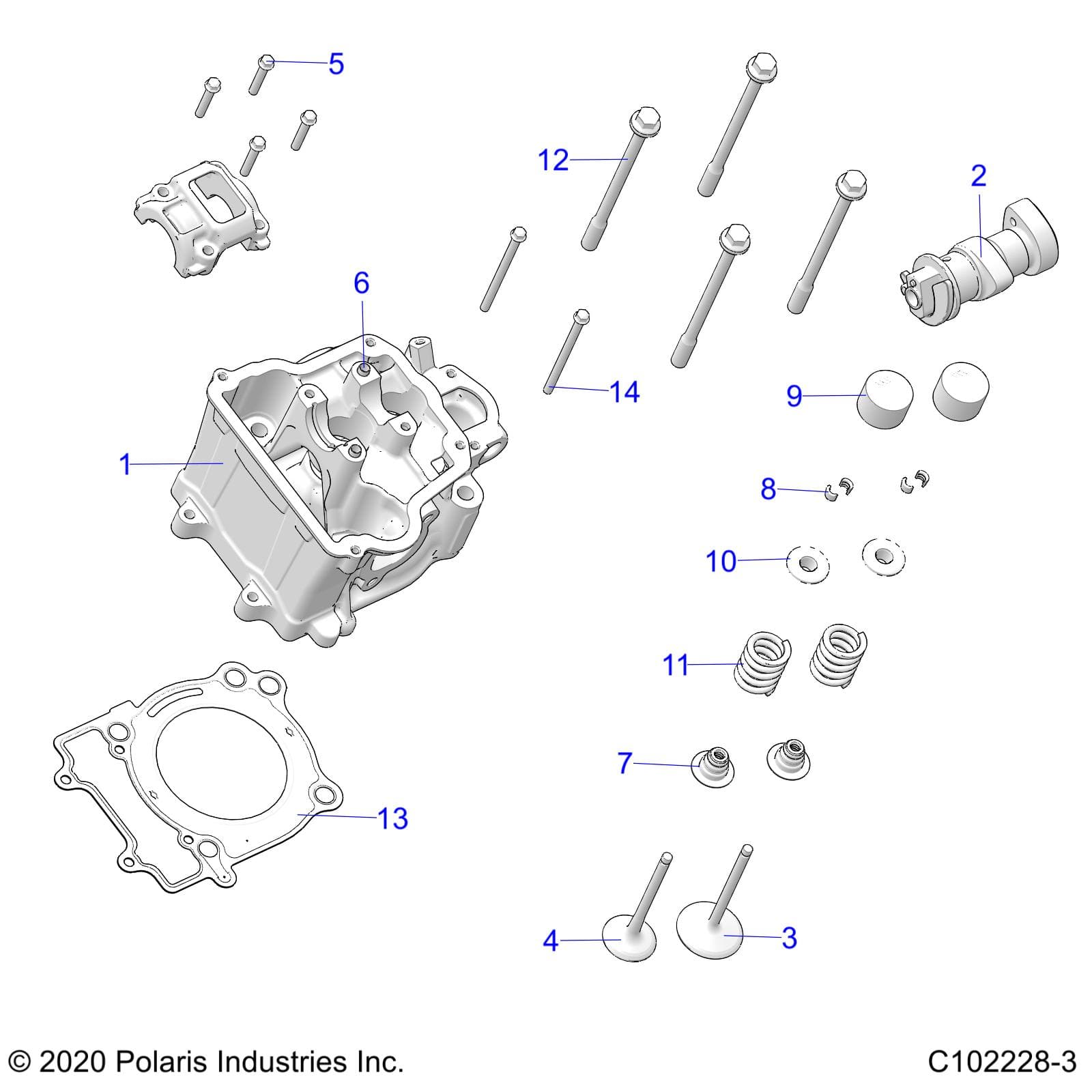 2026 SPORTSMAN 450 EPS 50S — ENGINE, CYLINDER HEAD, CAM and VALVES - A26SEE50B1/B4 (C102228-3) diagram