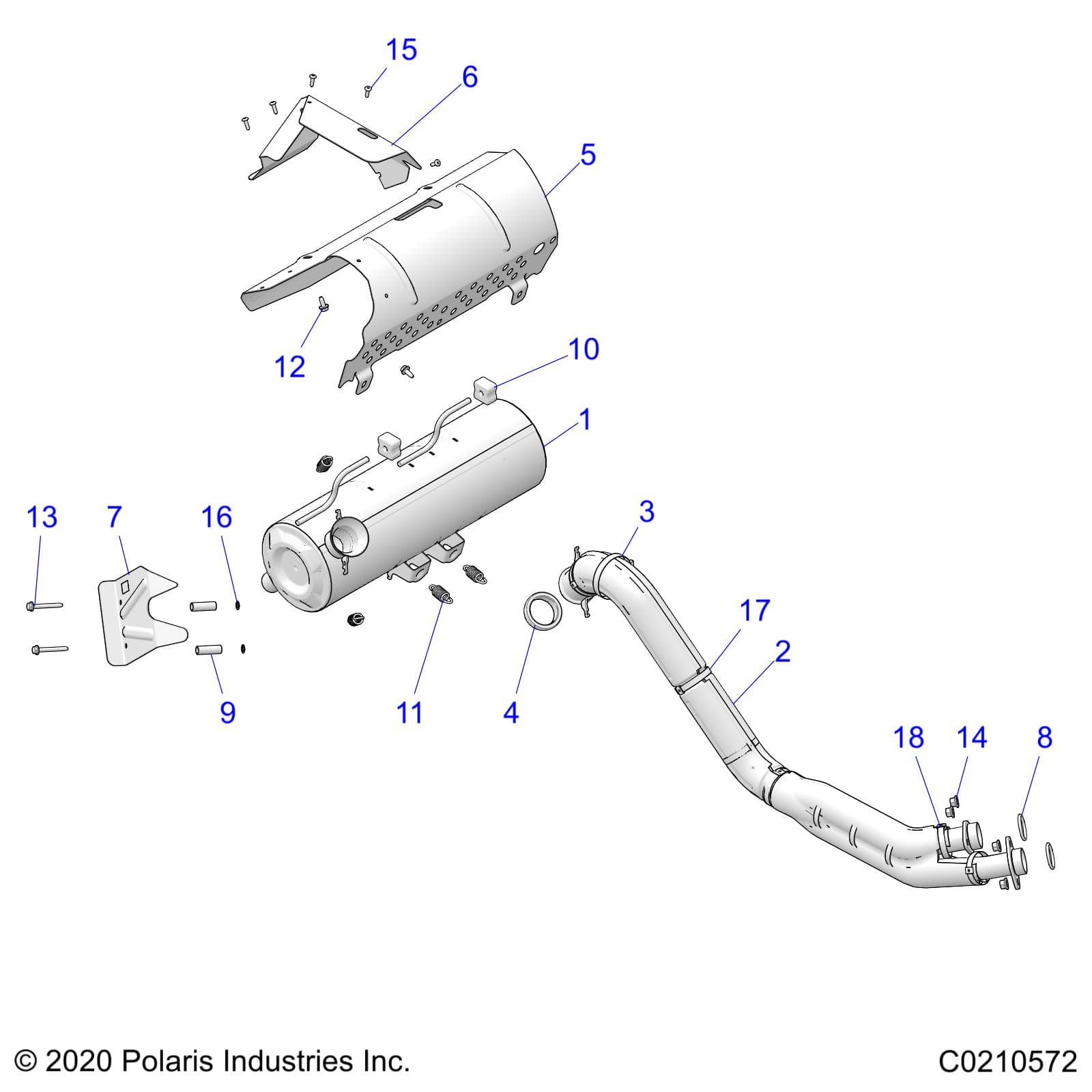 2026 SPORTSMAN 850 MUD 49S R01 - A26SXN85A7 — ENGINE, EXHAUST - A26SXN85A7 (C0210572) diagram