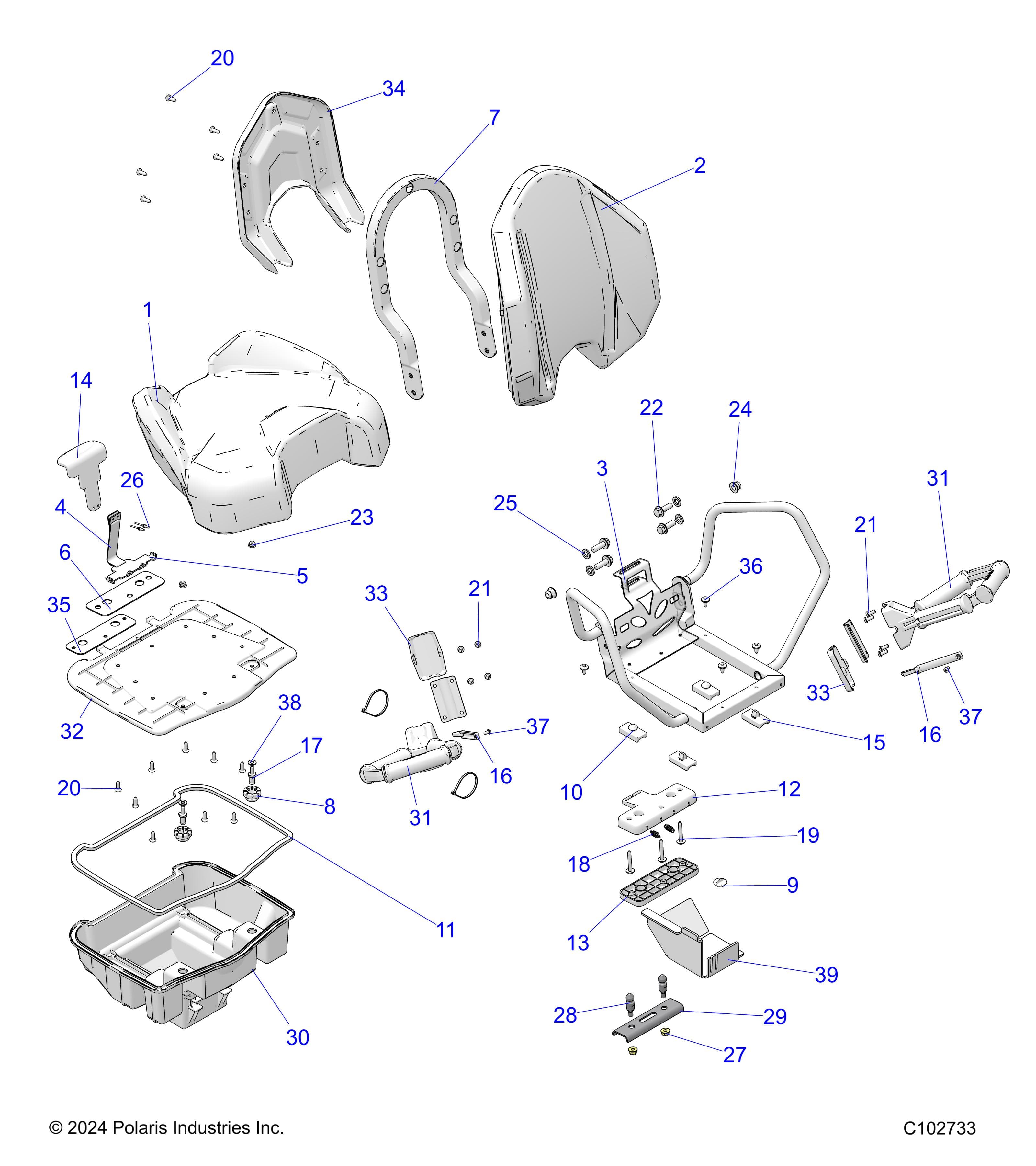 2026 SPORTSMAN TOURING 850 48" R02 - A26SYE85AL — BODY, SEAT, PASSENGER - A26SYE85AL (C102733) diagram