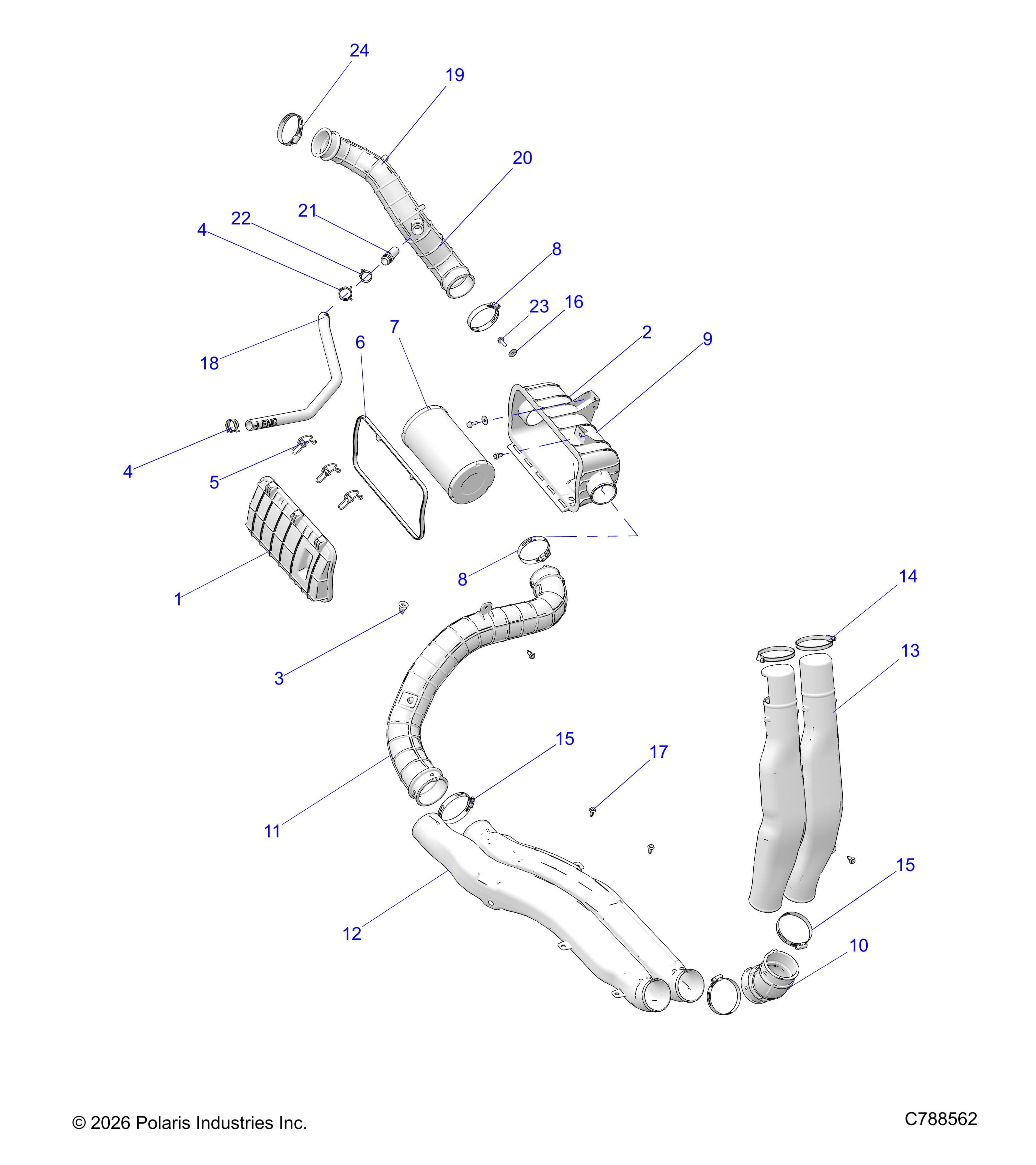 2026 RANGER 1000 XP NSTR ULTIMATE TRAIL BOSS — ENGINE, AIR INTAKE SYSTEM - R26RRV99AK (C788562) diagram