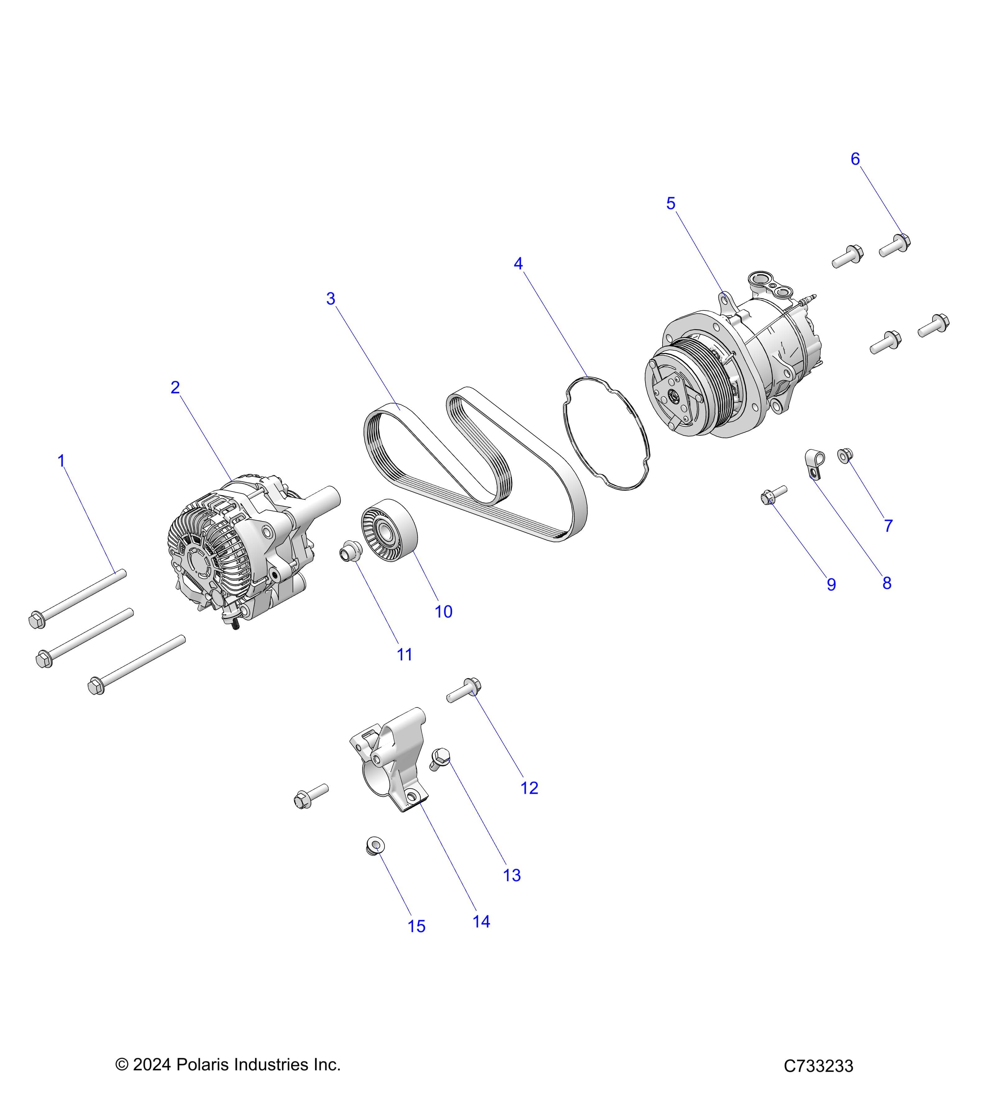 2026 RANGER 1000 XP NSTR — ENGINE, ALTERNATOR & COMPRESSOR - R26RRU99A9/AF/AH/AB/AS/B9/BF/BH/BB/BS (C733233) diagram
