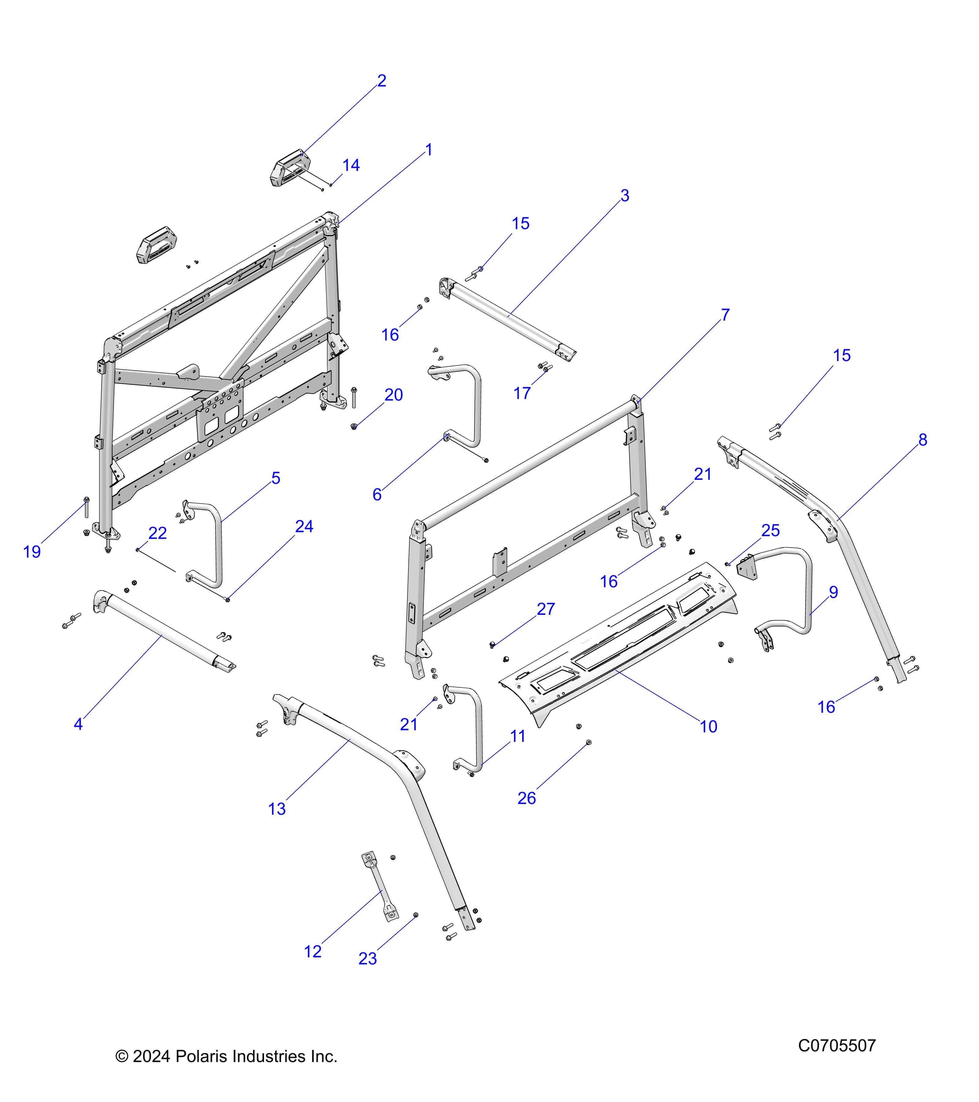 2026 RANGER 1000 XP CREW PREMIUM — CHASSIS, CAB FRAME - R26RSE99A9/B9/AF/BF/AH/BH/AB/BB/AS/BS (C0705507) diagram