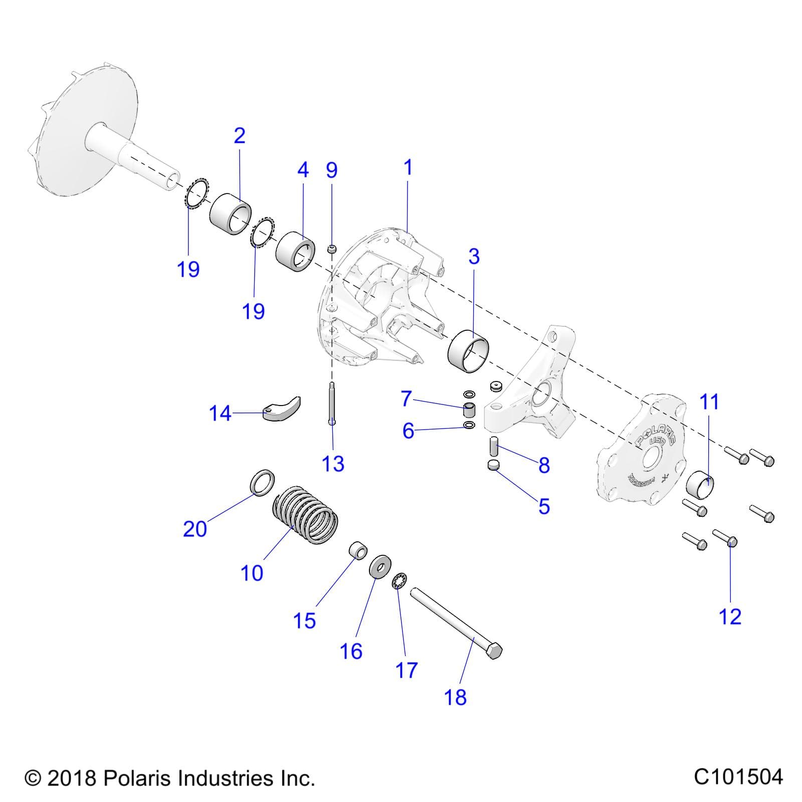 2026 SPORTSMAN XP 1000 MUD R01 - A26SXM95AR — DRIVE TRAIN, PRIMARY CLUTCH - A26SXM95AR (C101504) diagram