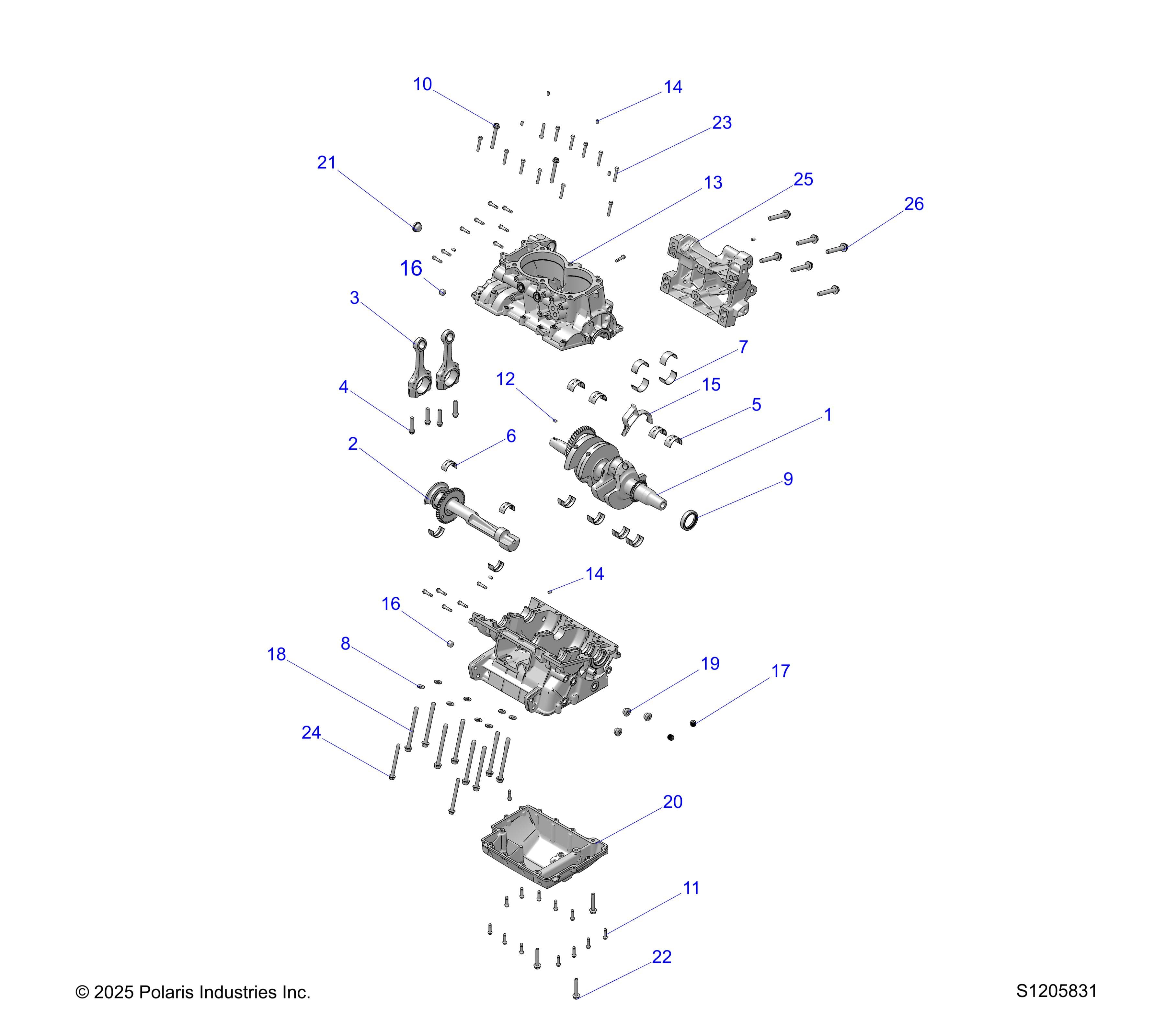 2026 RANGER 1000 CREW EPS — ENGINE, CRANKCASE & CRANKSHAFT - R26T6E99A9/AF/AJ/B9/BF/BK (S1205831) diagram