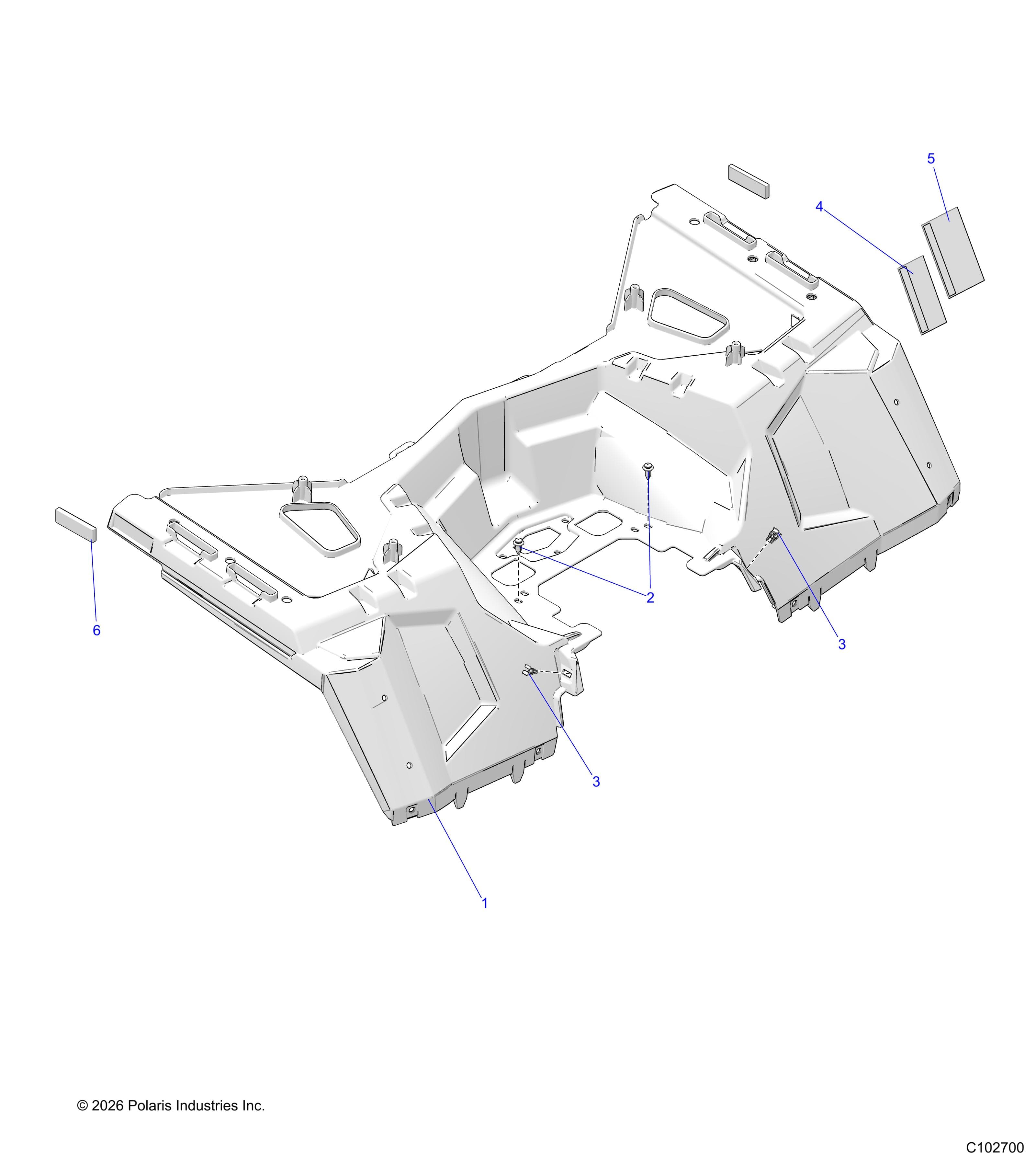 2026 SPORTSMAN 850 EPS PREM 48" R01 - A26SXE85AN/AZ — BODY, REAR CAB - A26SXE85AN/AZ (C102700) diagram