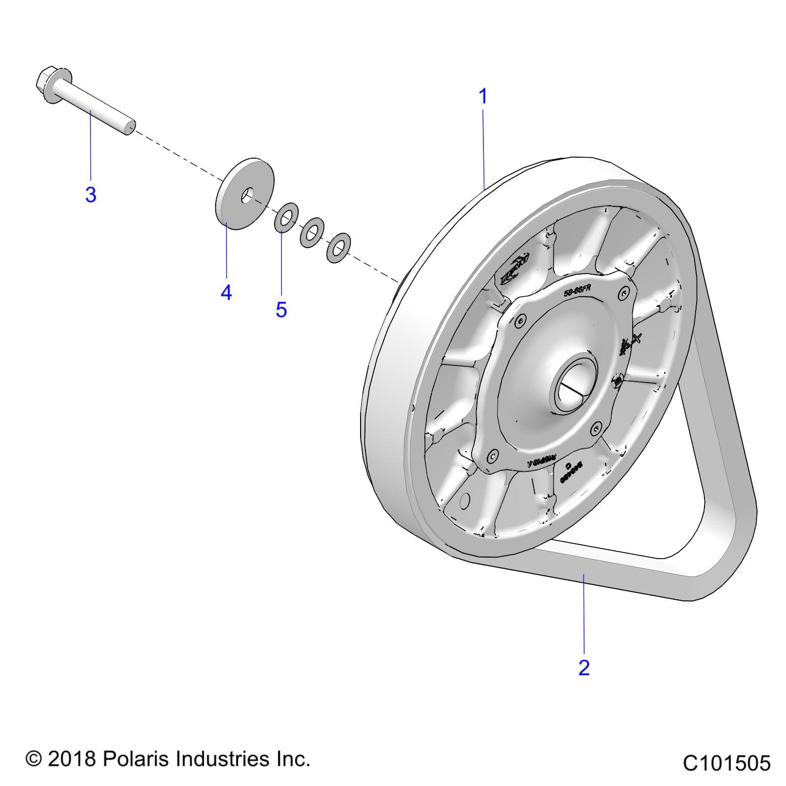 2026 SCRAMBLER XP 1000 S 49S R01 - A26SGE95AB — DRIVE TRAIN, SECONDARY CLUTCH - A26SGE95AB (C101505) diagram