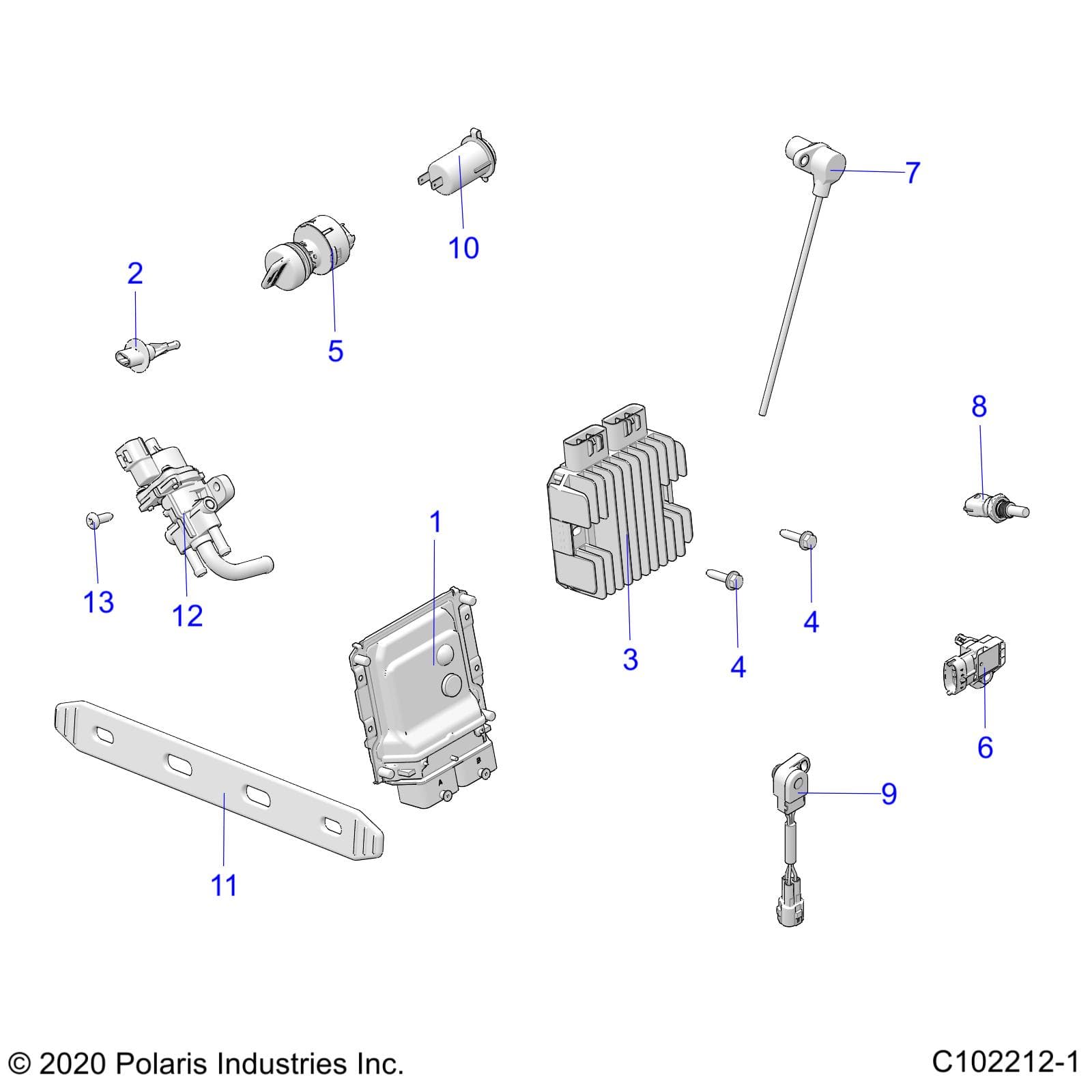 2026 SPORTSMAN 850 MUD 49S R01 - A26SXN85A7 — ELECTRICAL, SWITCHES, SENSORS, ECU and CONTROL MODULES - A26SXN85A7 (C102212-1) diagram