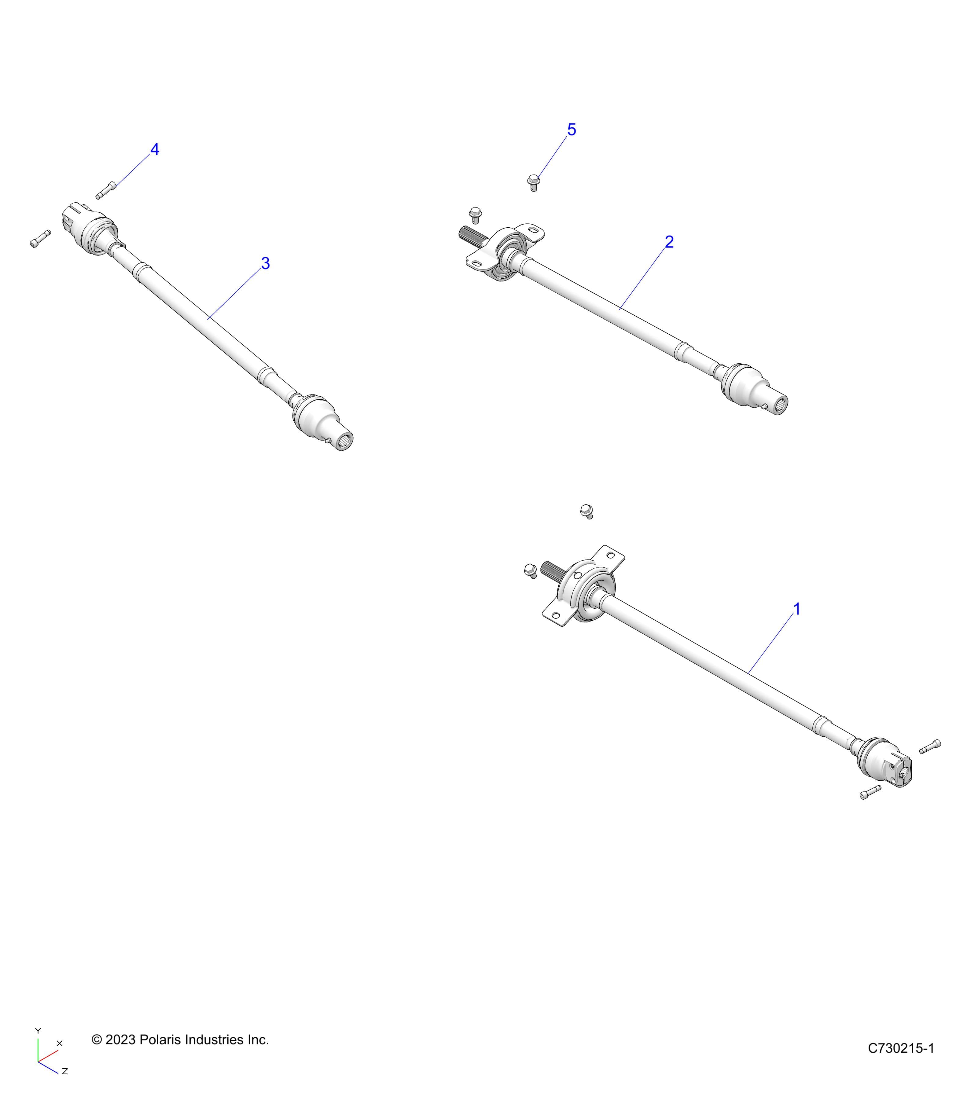 2026 RANGER 1000 XP CREW TEXAS EDITION — DRIVE TRAIN, FRONT, MID & REAR PROP SHAFTS - R26RSF99AL (C730215-1) diagram