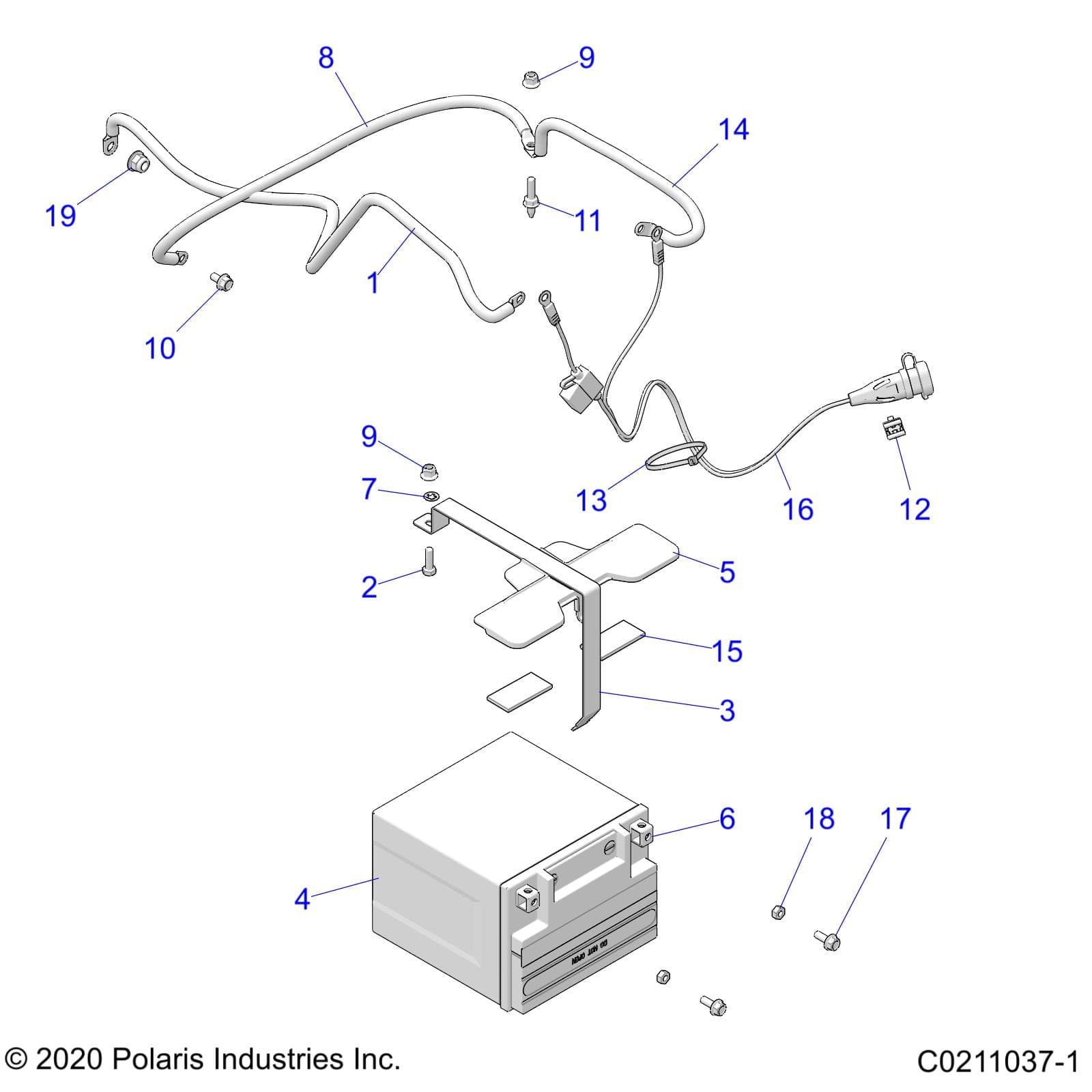 2026 SCRAMBLER 850 48" R02 - A26SVA85A4 — ELECTRICAL, BATTERY - A26SVA85A4 (C0211037-1) diagram