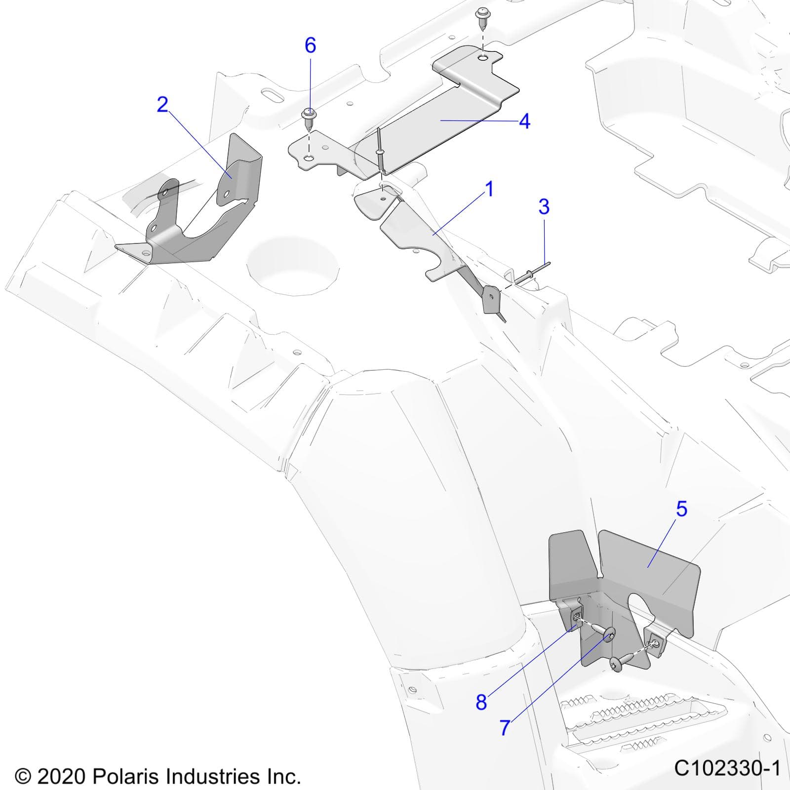 2026 SPORTSMAN TOURING 850 48" R02 - A26SYE85AL — BODY, HEAT SHIELDS - A26SYE85AL (C102330-1) diagram