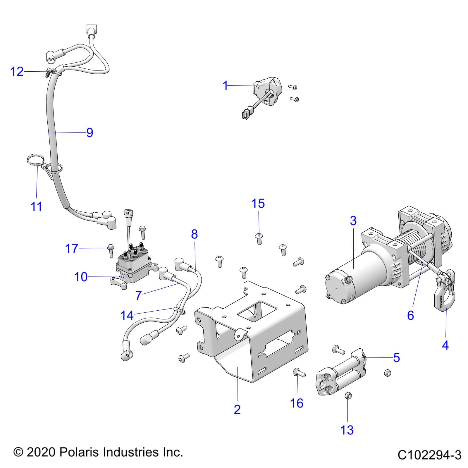 2026 SPORTSMAN 570 EPS TRAIL PACKAGE — CHASSIS, WINCH - A26SHY57AL/AS (C102294-3) diagram
