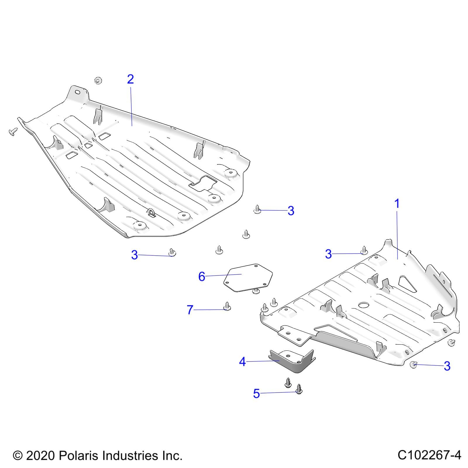 2026 SPORTSMAN TOURING 850 48" R02 - A26SYE85AL — BODY, SKID PLATES - A26SYE85AL (C102267-4) diagram