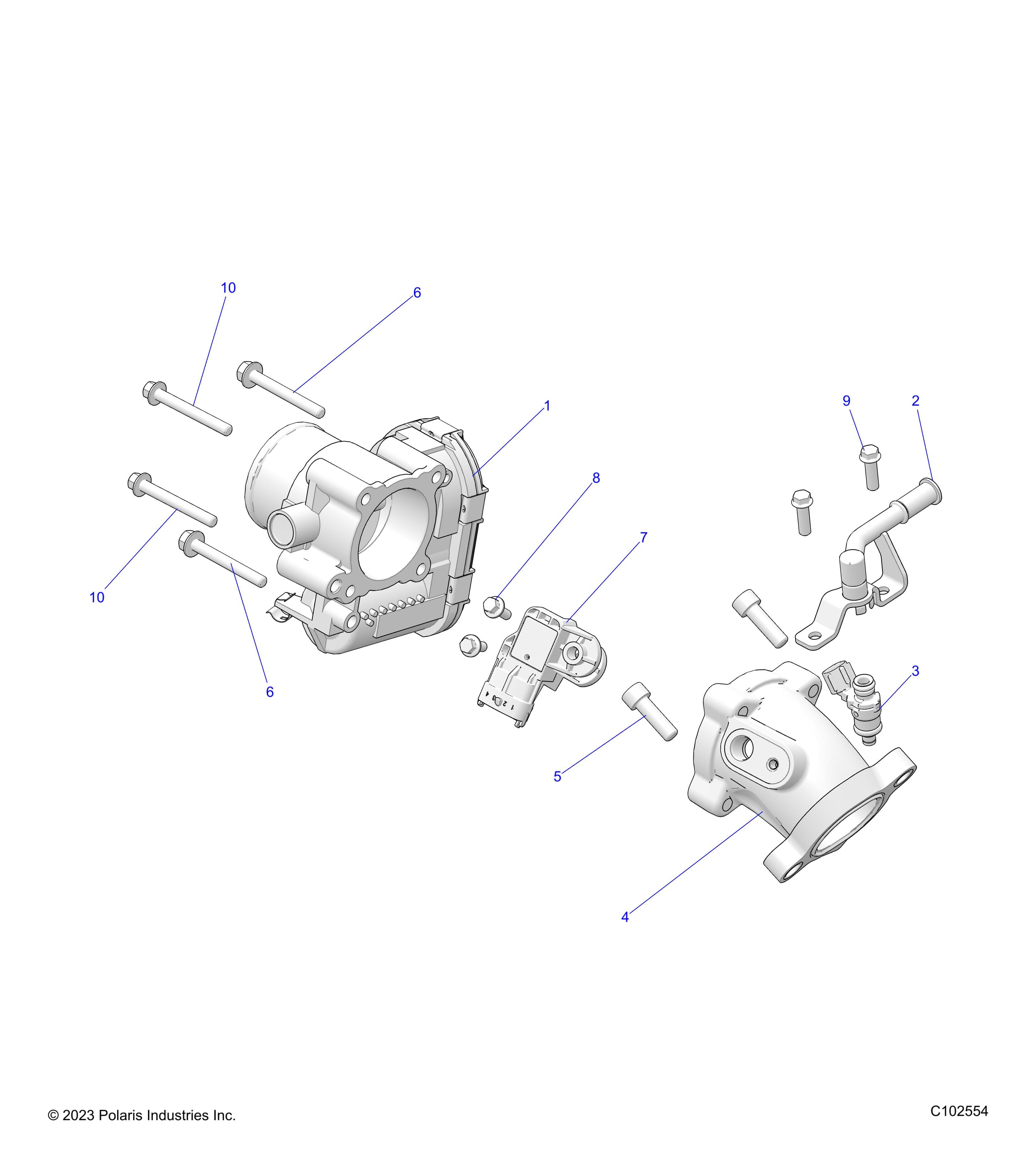 2026 SPORTSMAN TOURING 570 ULT — ENGINE, THROTTLE BODY and FUEL RAIL - A26SJR57AG (C102554) diagram