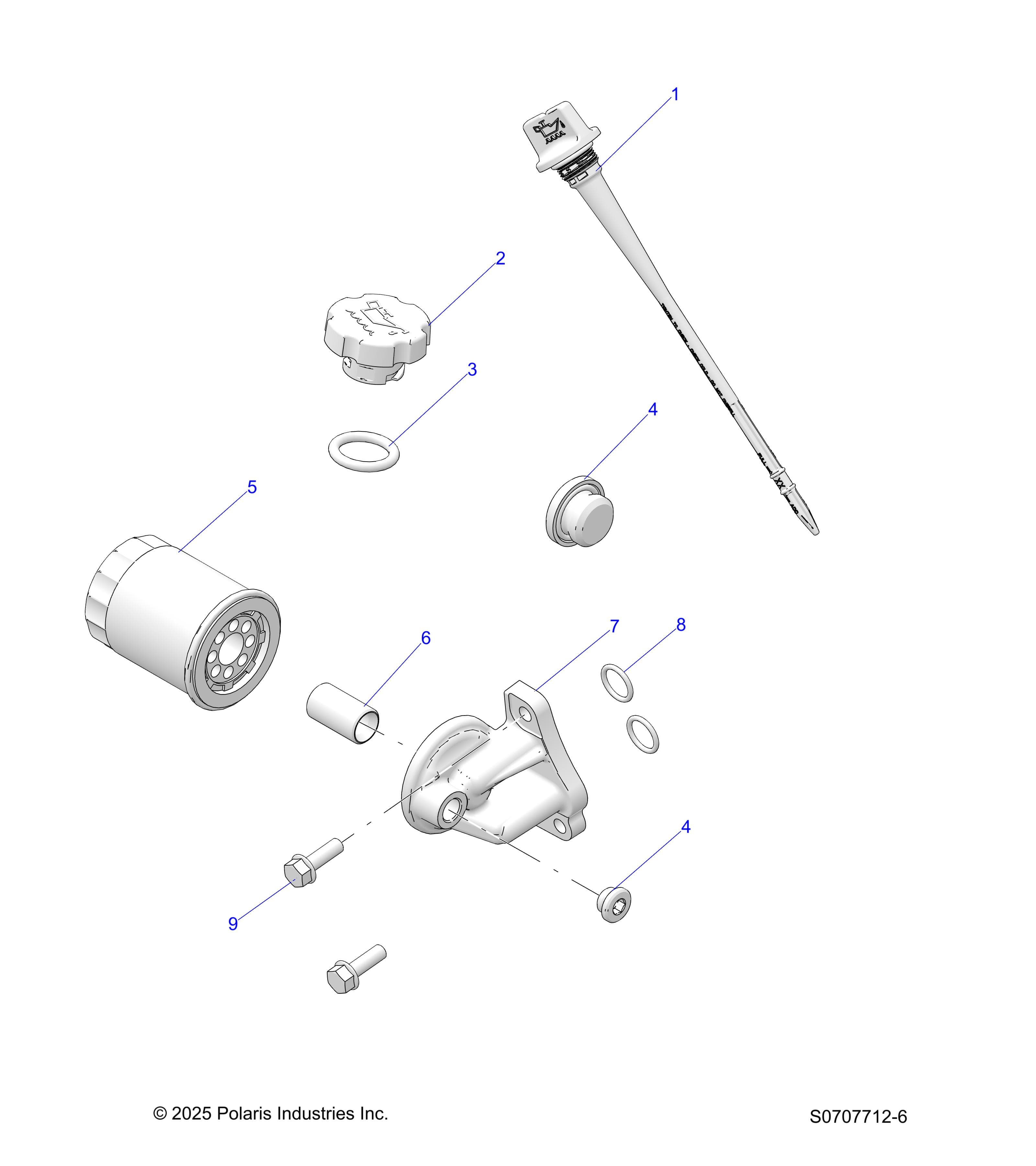 2026 RANGER 500 — ENGINE, OIL FILTER & DIPSTICK diagram