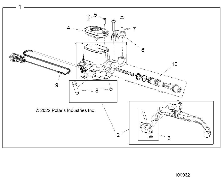 2026 SPORTSMAN 1000 ULTIMATE 49S R01 - A26SXR95AG — BRAKES, FRONT BRAKE LEVER and MASTER CYLINDER - A26SXR95AG (100932) diagram