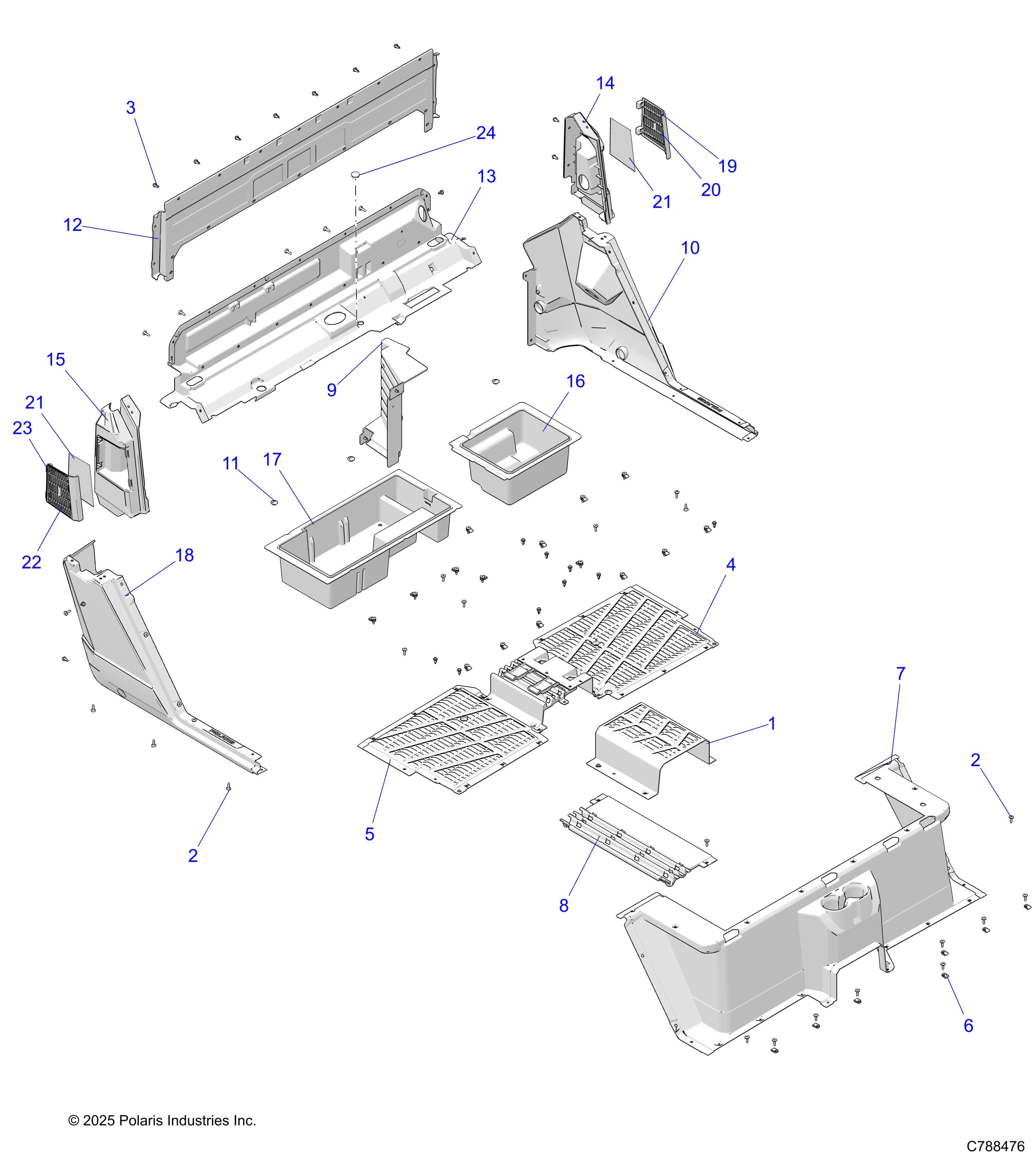 2026 RANGER 1000 CREW NON EPS — BODY, REAR FLOOR - R26T6A99A1/B1 (C788476) diagram