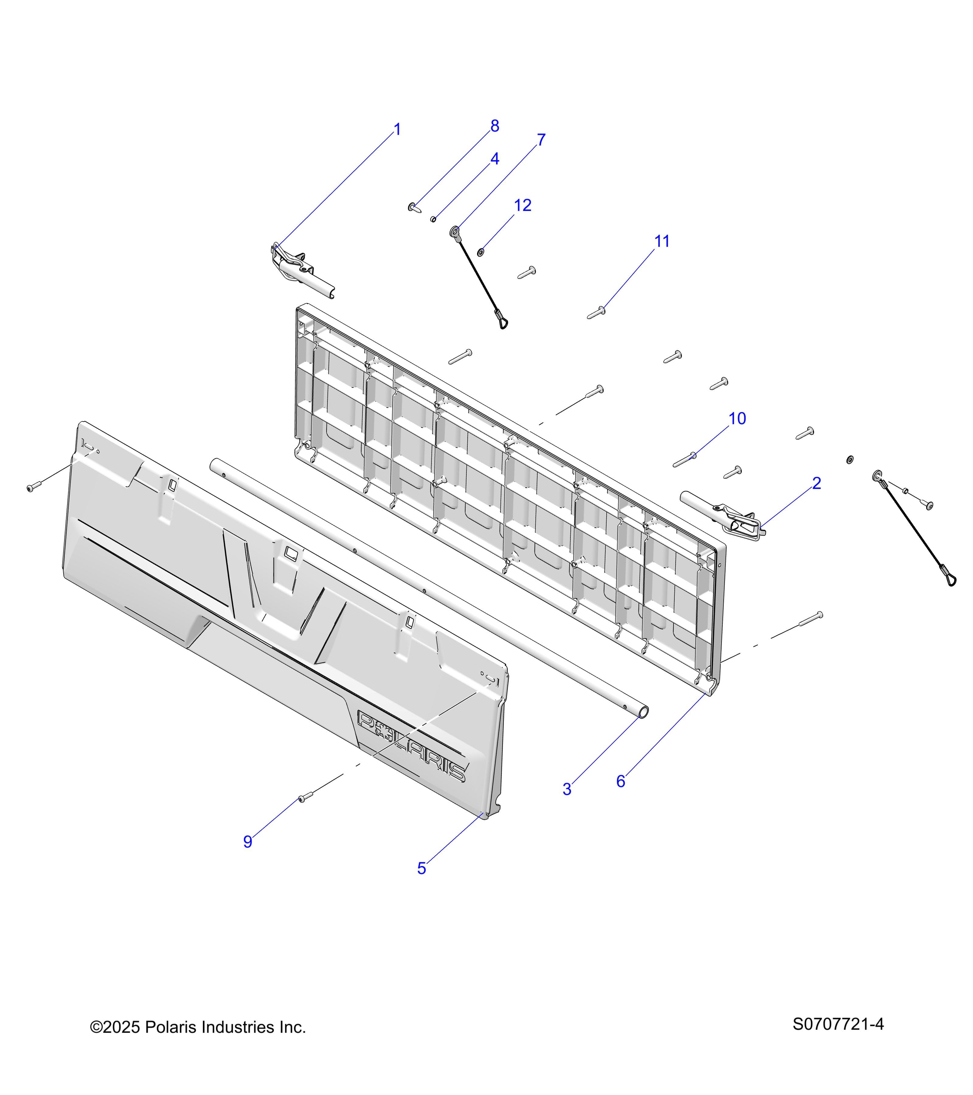 2026 RANGER 500 — BODY, BOX TAILGATE ASSEMBLY diagram
