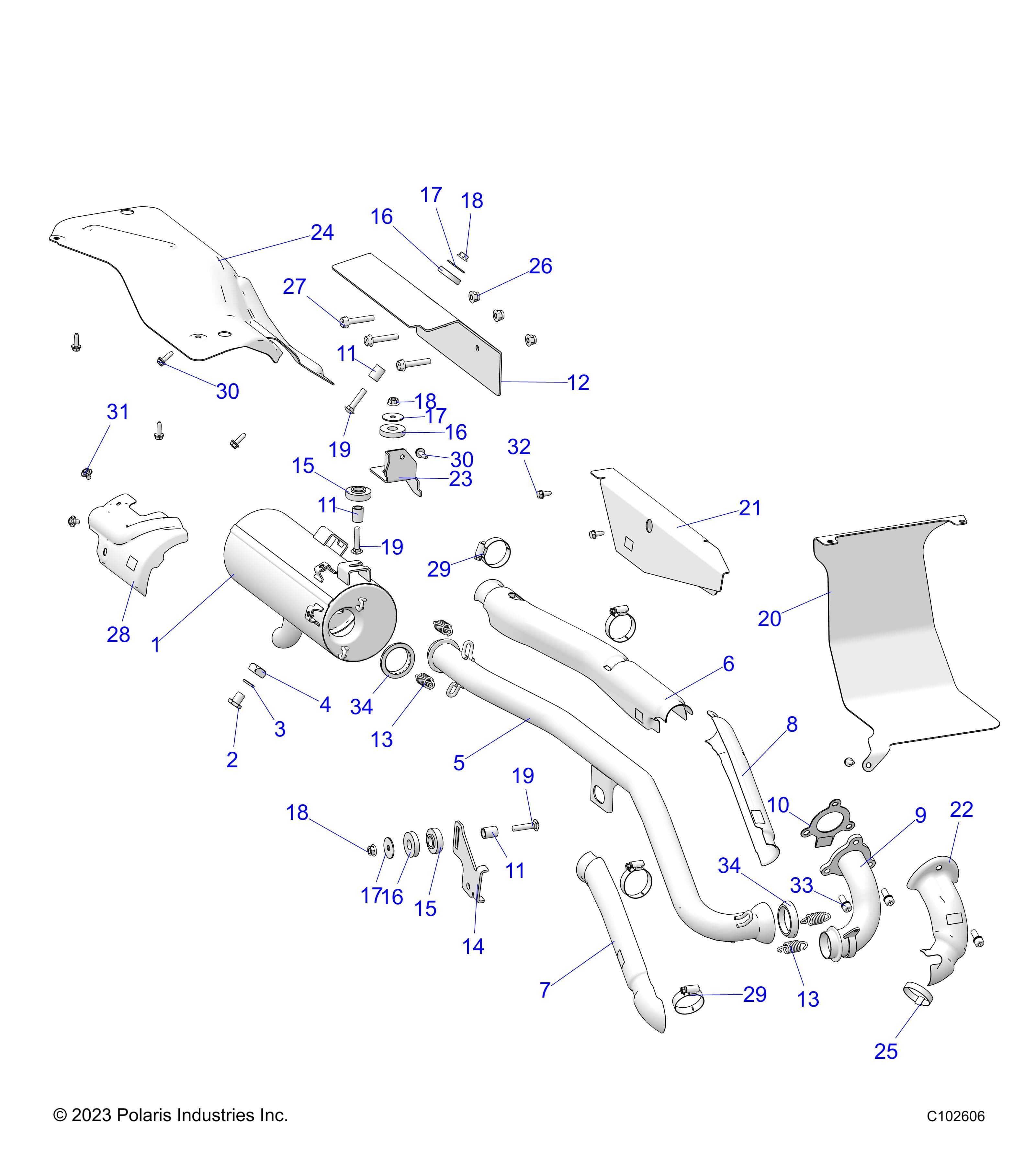 2026 SPORTSMAN TOURING 570 PREM — ENGINE, EXHAUST - A26SDZ57AB (C102606) diagram