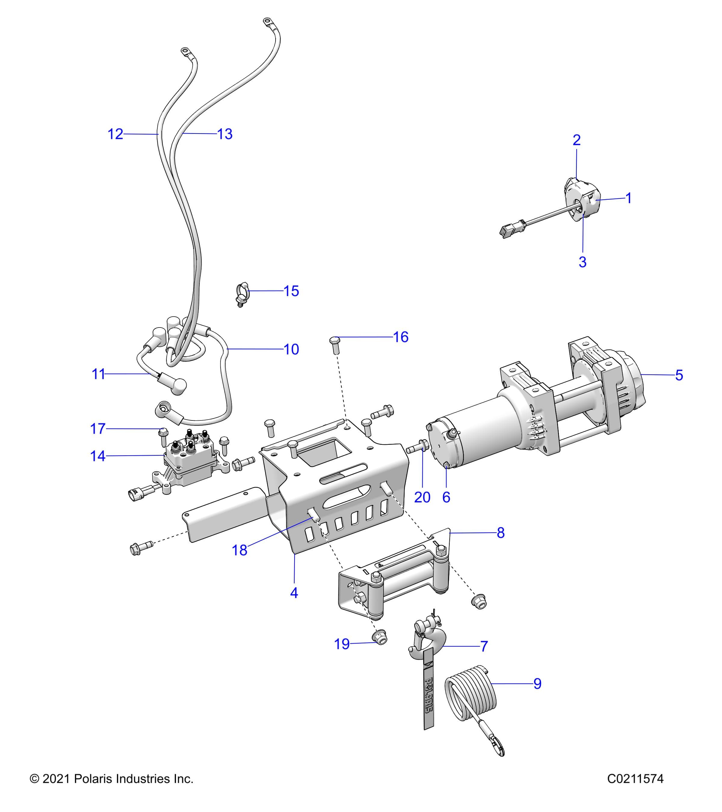 2026 SPORTSMAN 850 TRAIL 49 R01 - A26SXZ85A9/AN/AZ — CHASSIS, WINCH - A26SXZ85A9/AN/AZ (C0211574) diagram