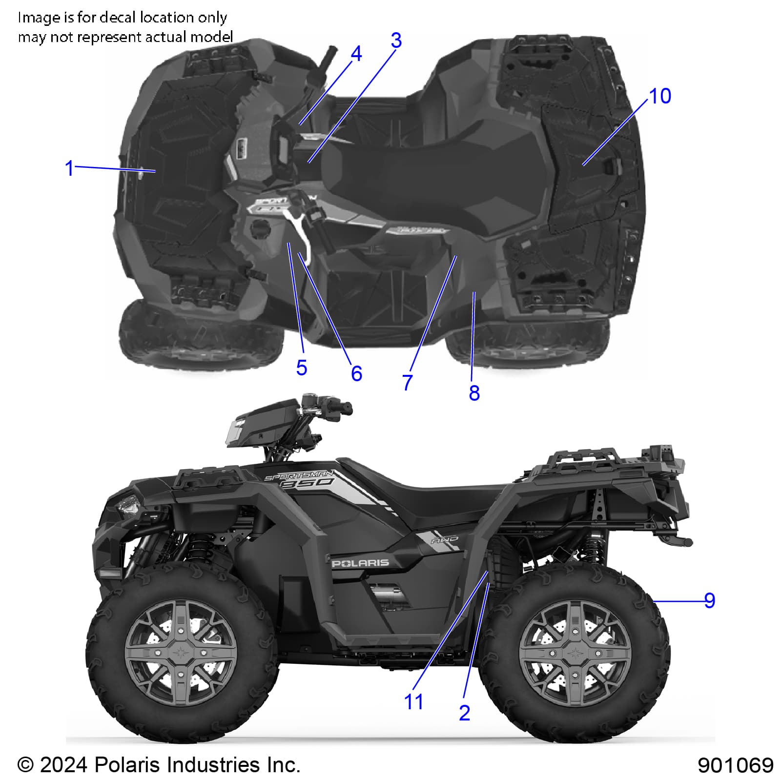 2026 SPORTSMAN 850 EPS PREM 48" R01 - A26SXE85AN/AZ — BODY, DECALS, STANDARD - A26SXE85AN/AZ (901069) diagram