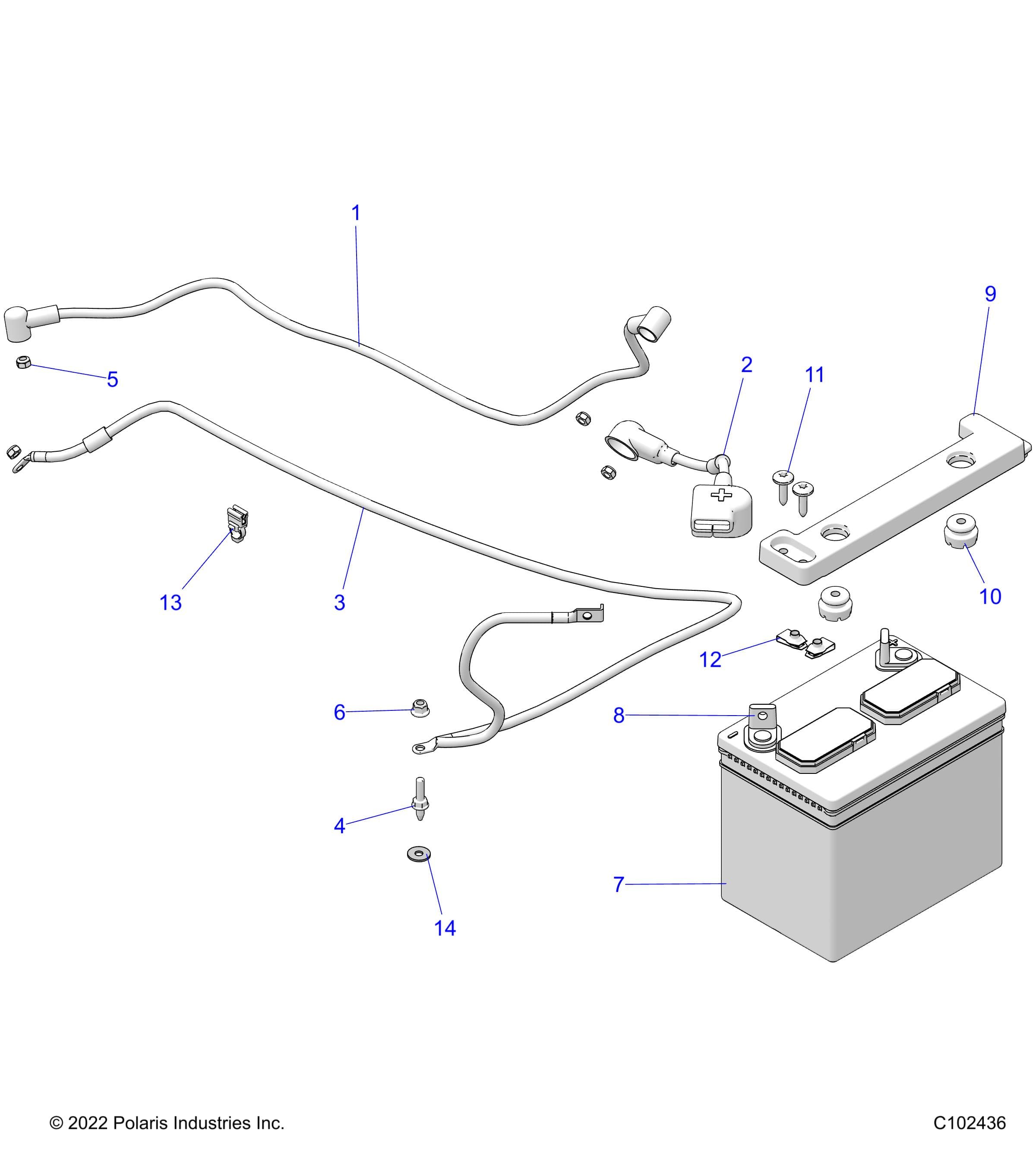 2026 SPORTSMAN 570 EPS TRAIL PACKAGE — ELECTRICAL, BATTERY - A26SHY57AL/AS (C102436) diagram