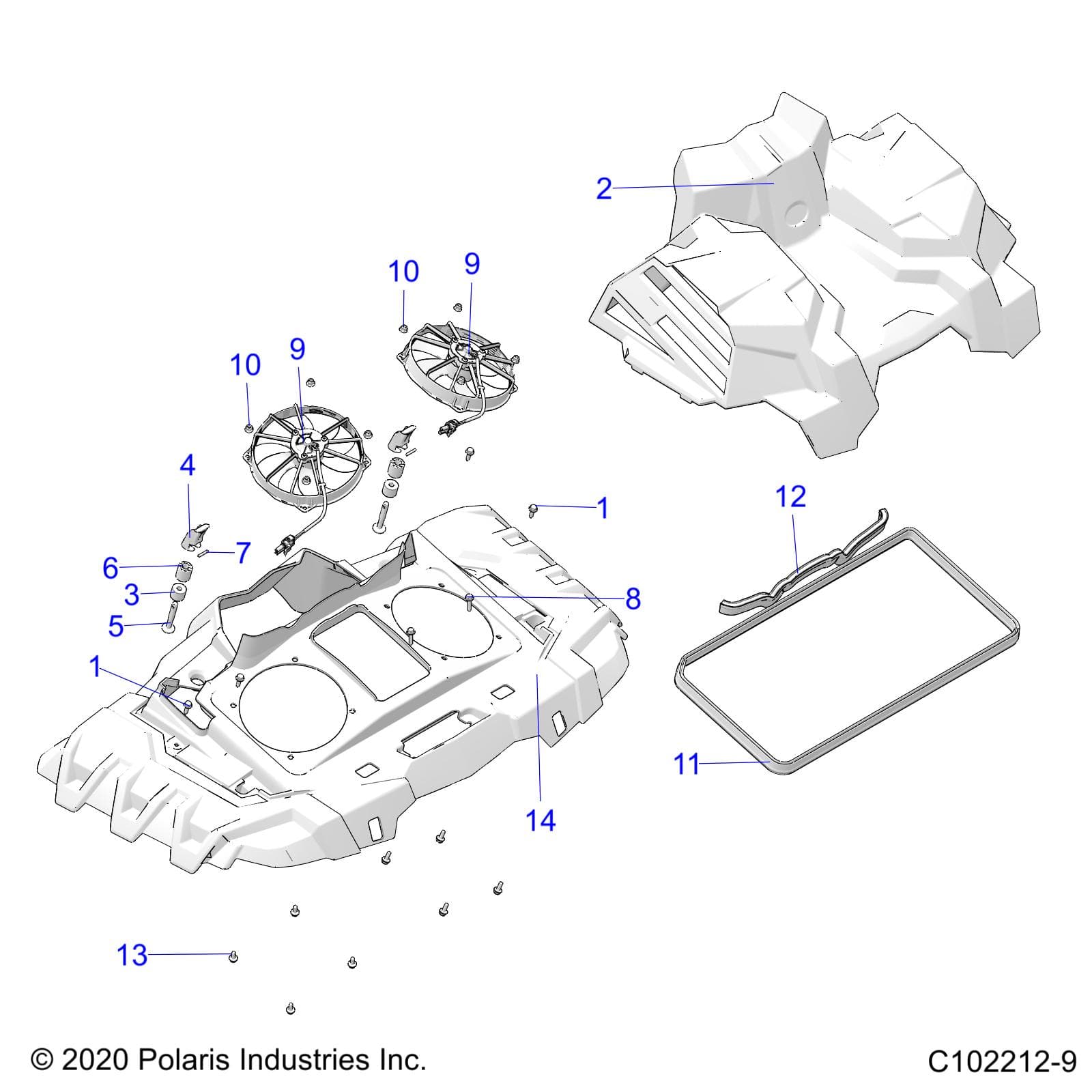2026 SPORTSMAN XP 1000 MUD R01 - A26SXM95AR — ENGINE, COOLING SYSTEM, FANS AND SHROUDS - A26SXM95AR (C102212-9) diagram