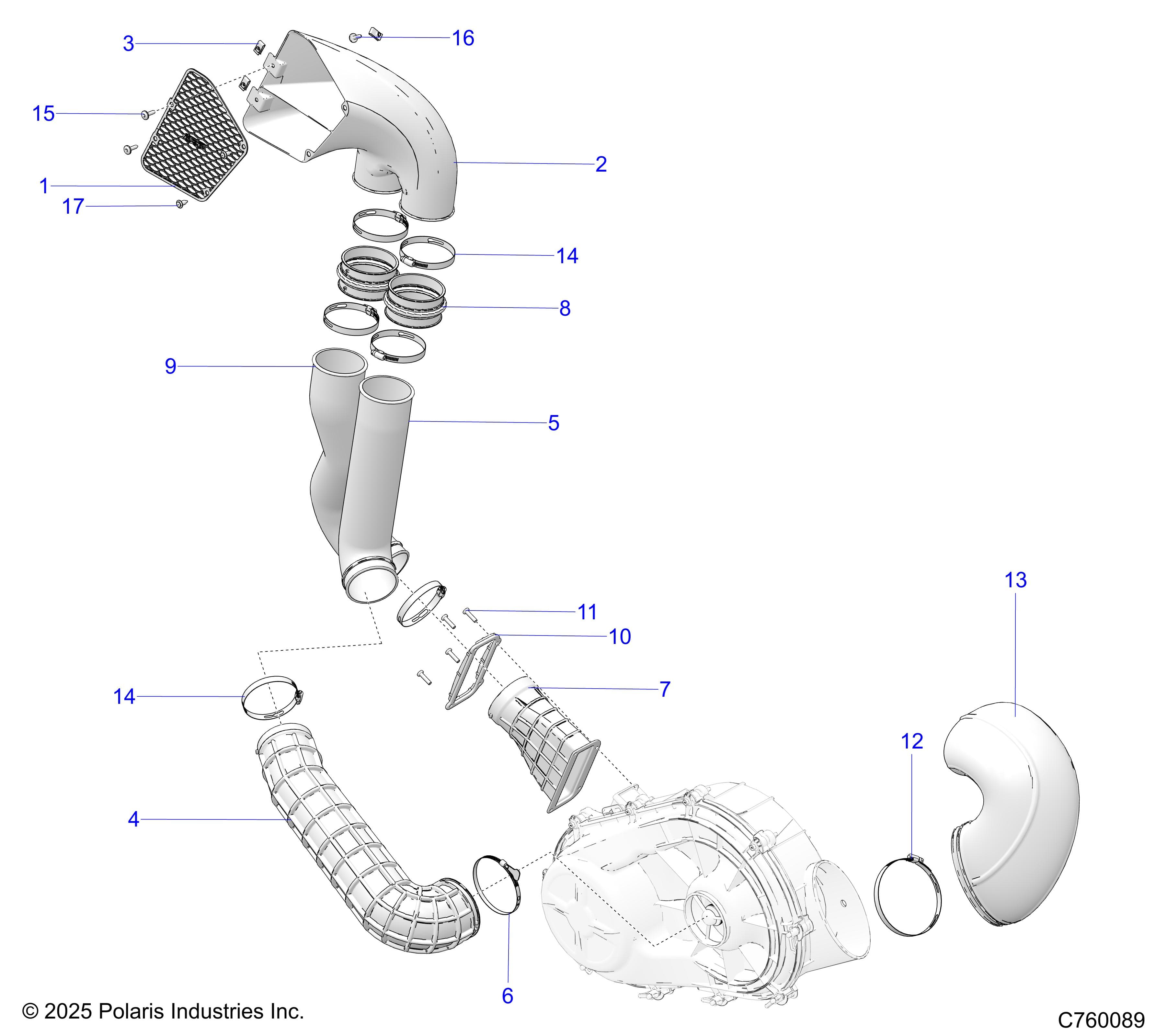 2026 RZR PRO R RACE H.O. — DRIVE TRAIN, CLUTCH COVER DUCTING - Z26RRL2KAL (C760089) diagram