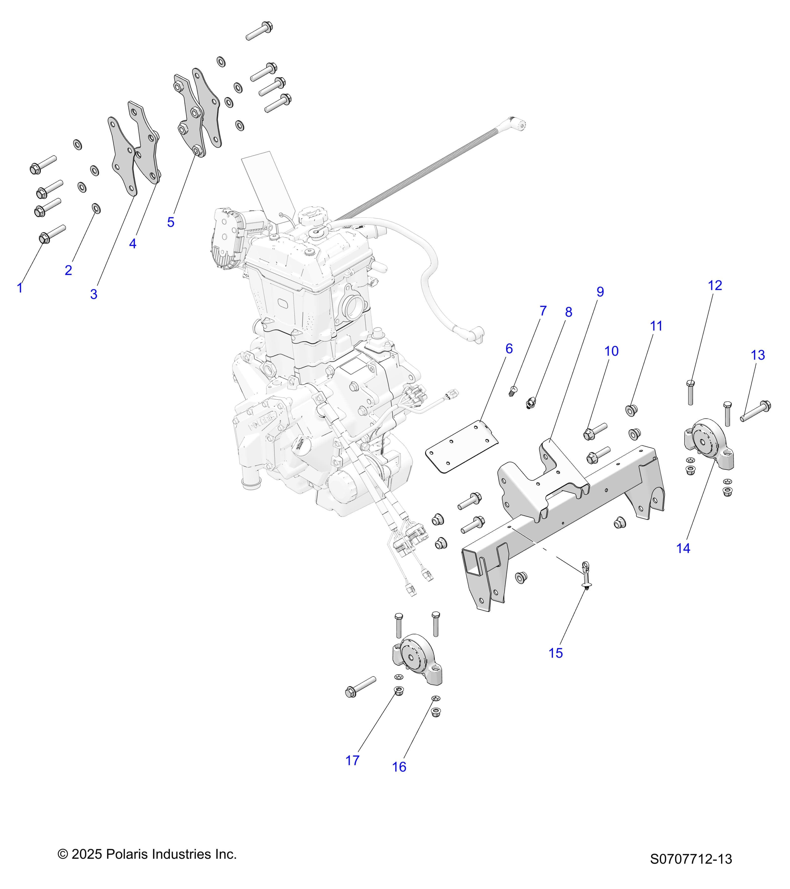 2026 RANGER 500 — ENGINE, TRANSMISSION MOUNTING & LONG BLOCK diagram