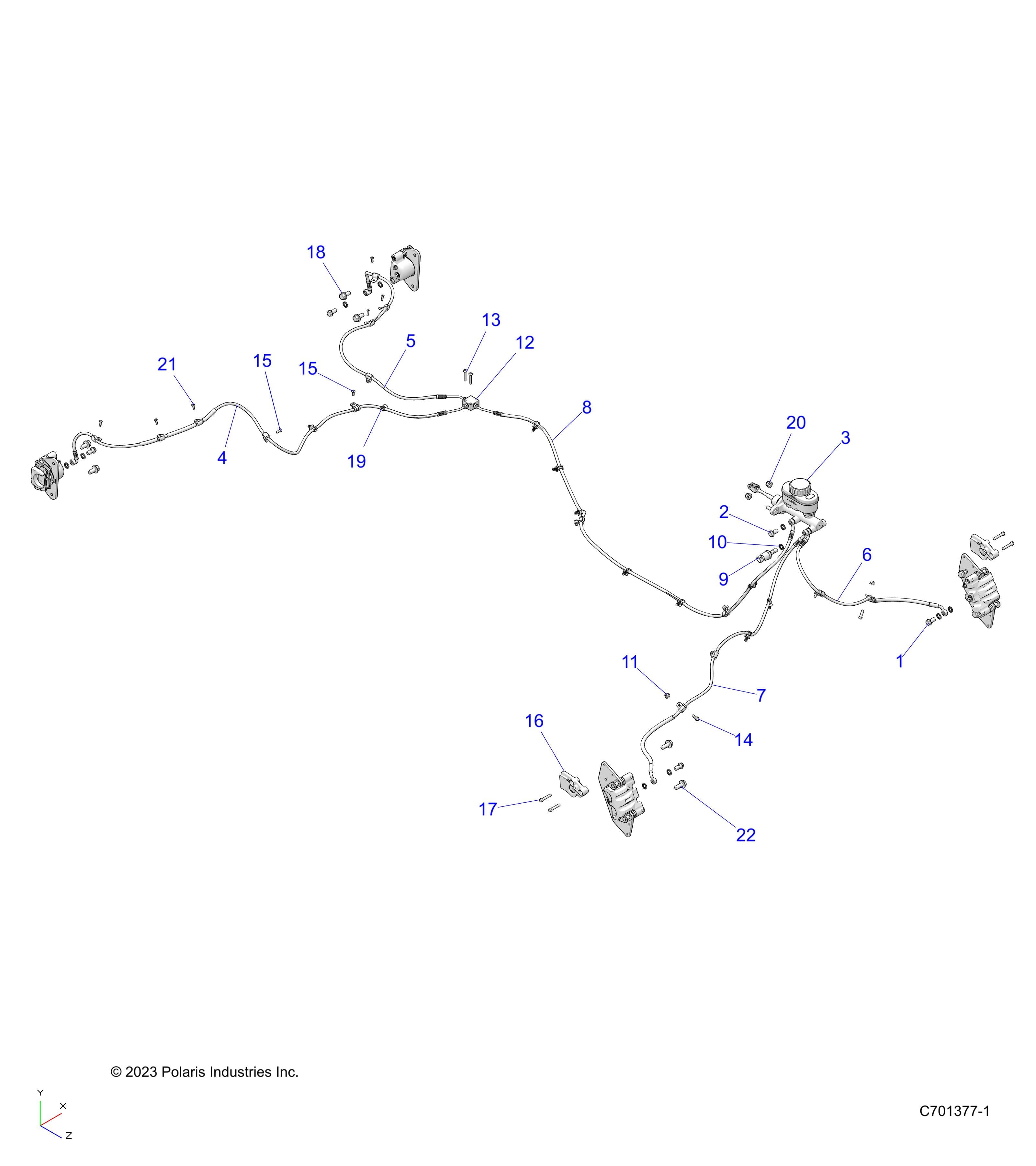 2026 RANGER 1000 XP NSTR ULTIMATE TRAIL BOSS — BRAKES, LINES & MASTER CYLINDER - R26RRV99AK (C701377-1) diagram