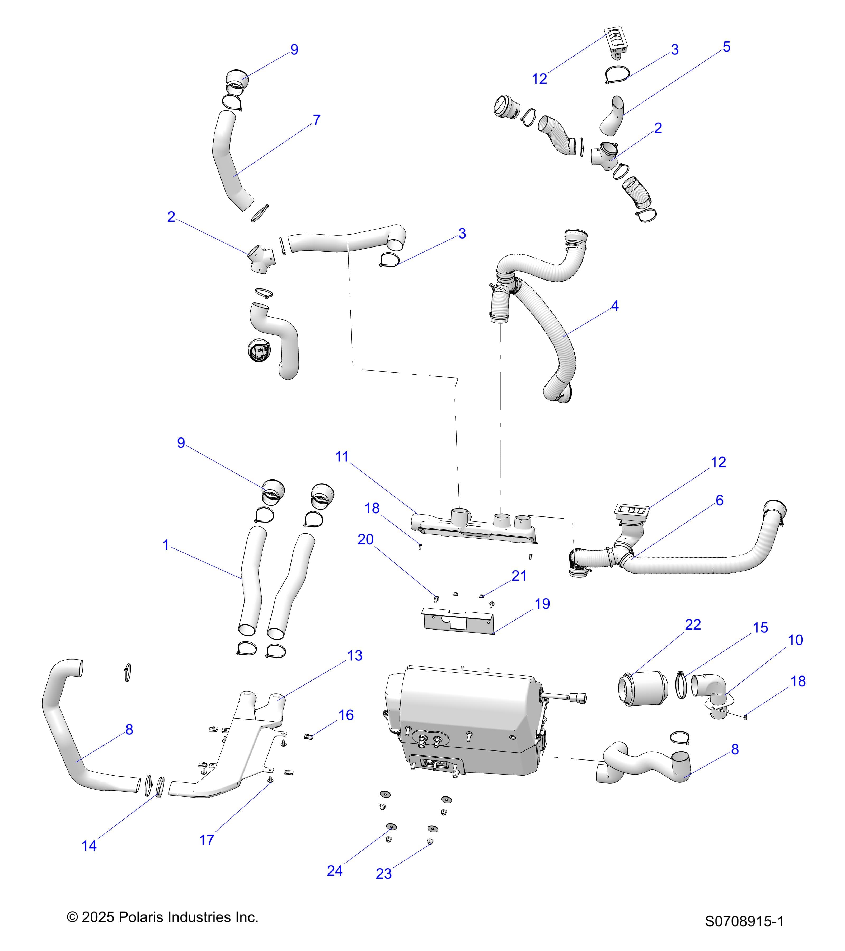 2026 RANGER 1000 XP CREW NSTR ULTIMATE TRAIL BOSS — BODY, HVAC DUCTING - FROM 10/01/2025 0708915 diagram