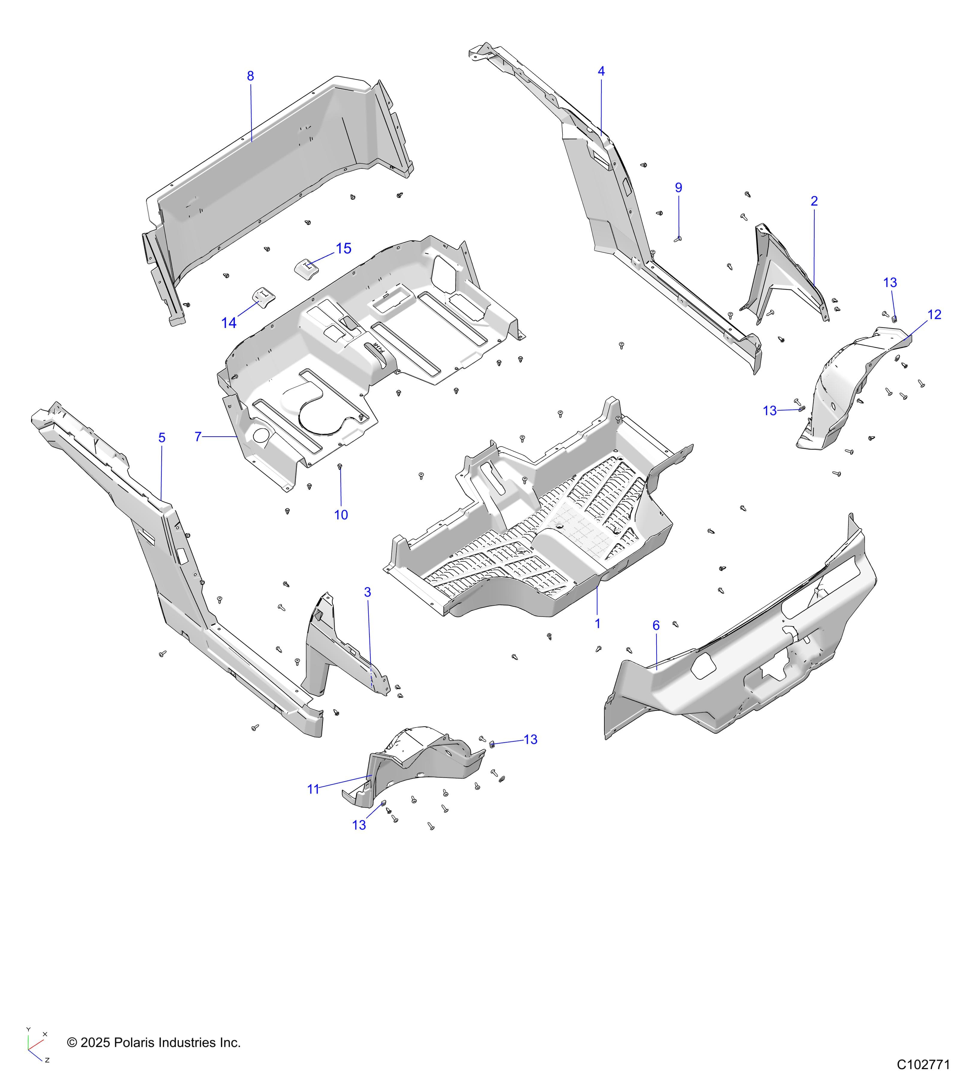 2026 RANGER 150 EFI AU — BODY, FLOOR AND ROCKER PANELS - R26HZA15D5 (C102771) diagram