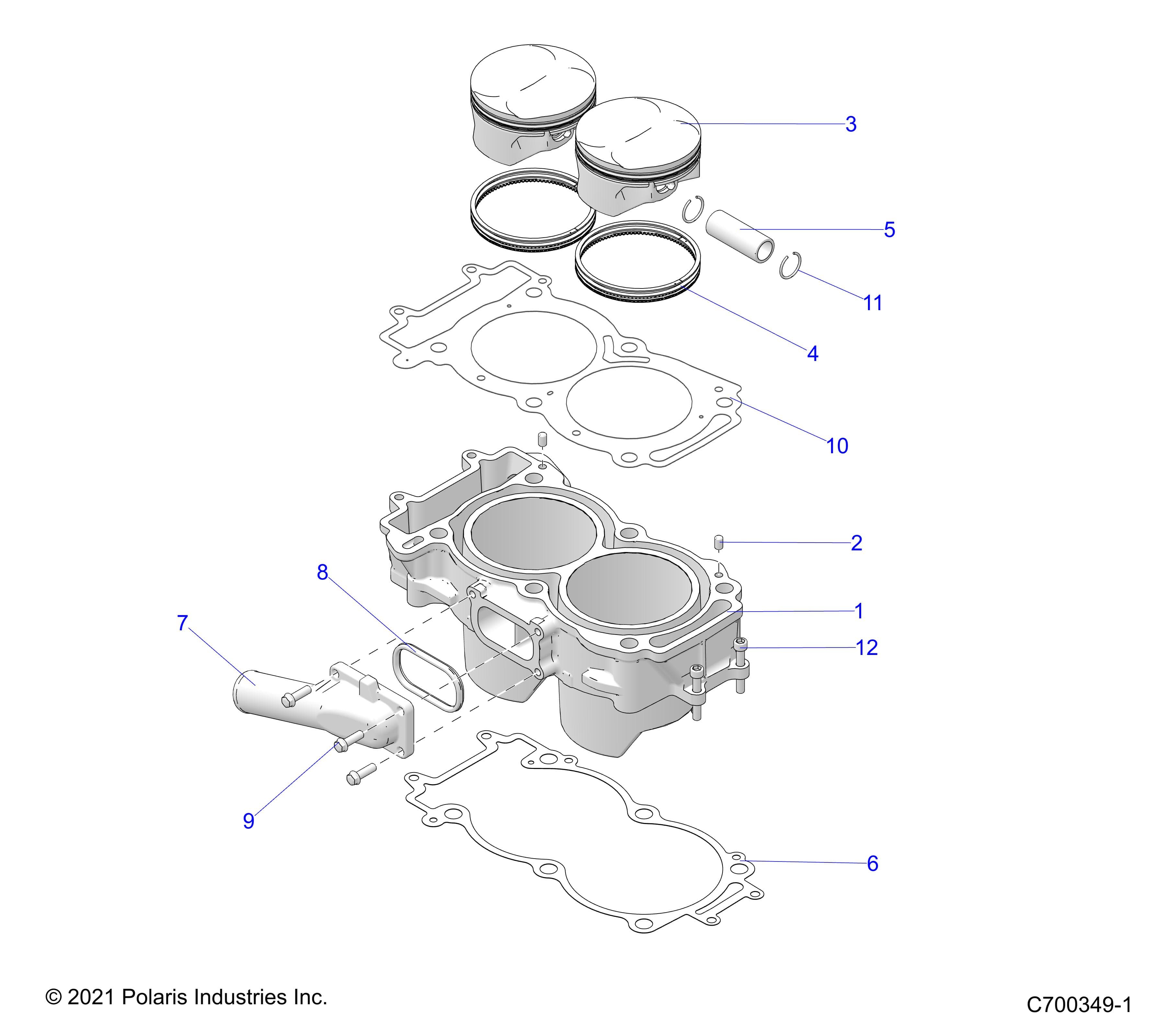 2026 RANGER 1000 XP CREW NSTR ULTIMATE TRAIL BOSS — ENGINE, CYLINDER & PISTON - R26RSV99AK (C700349-1) diagram