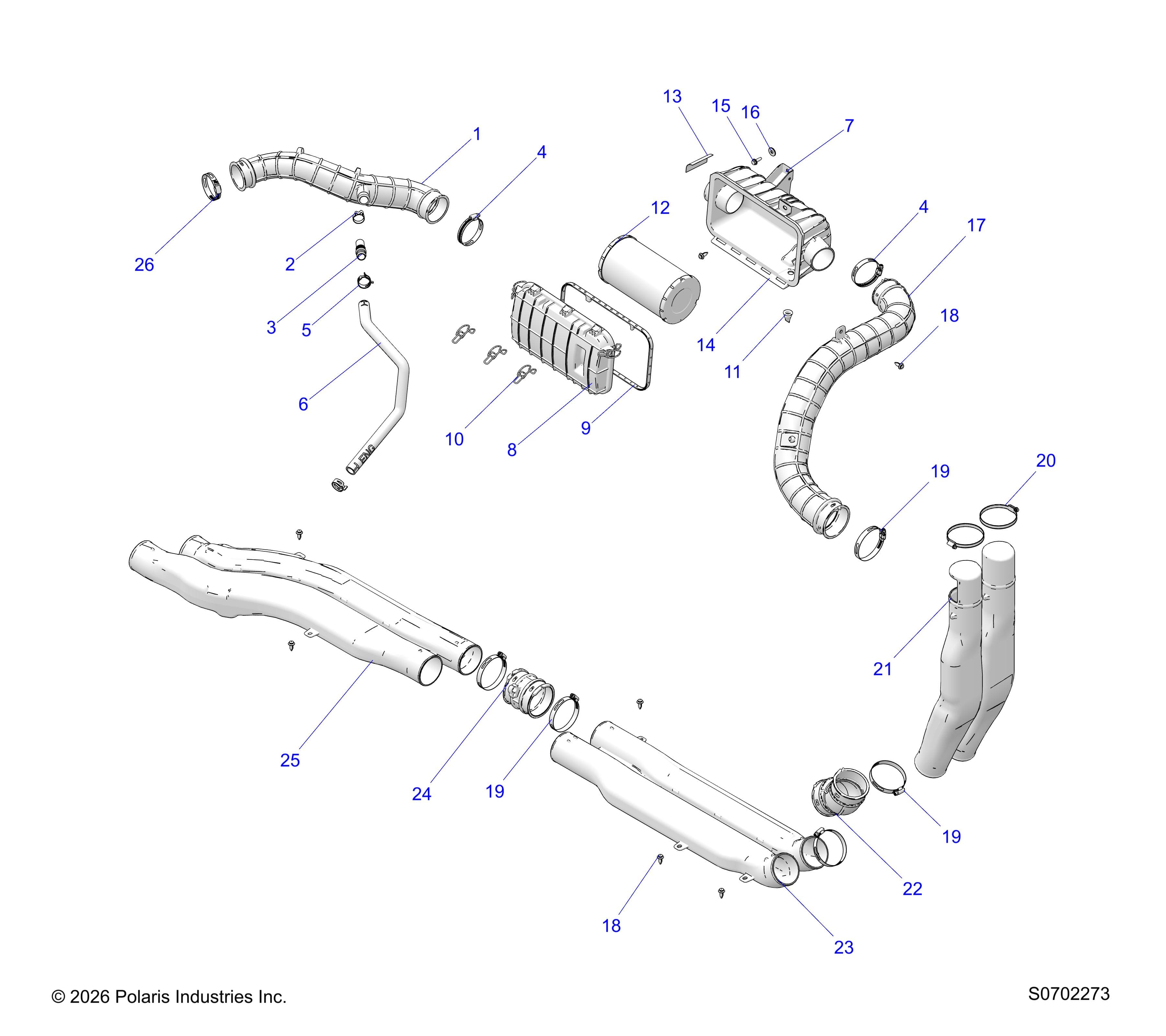 2026 RANGER 1000 XP CREW NSTR ULTIMATE TRAIL BOSS — ENGINE, AIR INTAKE SYSTEM diagram