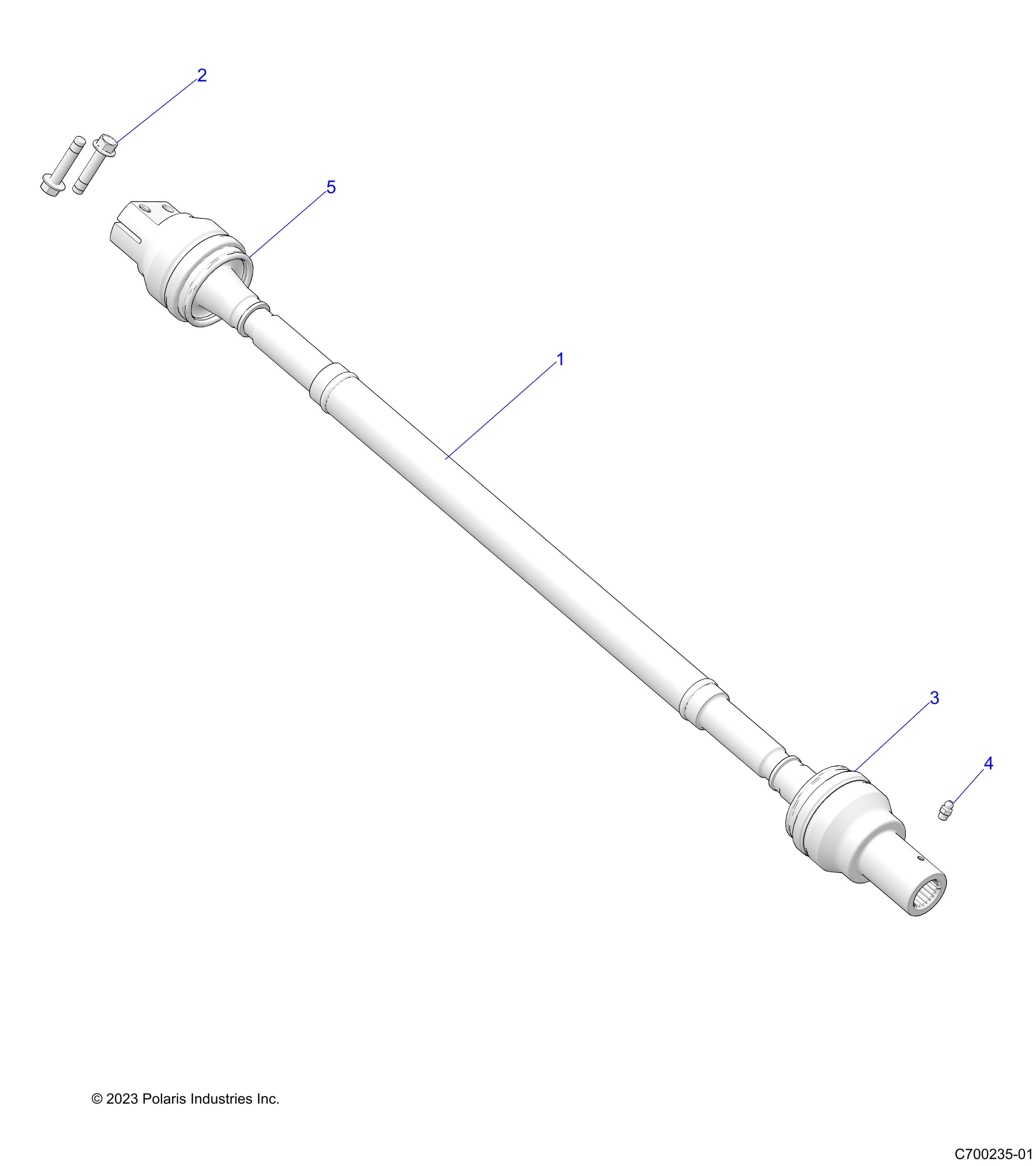2026 RANGER 1000 XP NSTR ULTIMATE TRAIL BOSS — DRIVE TRAIN, REAR PROP SHAFT - R26RRV99AK (C700235-01) diagram