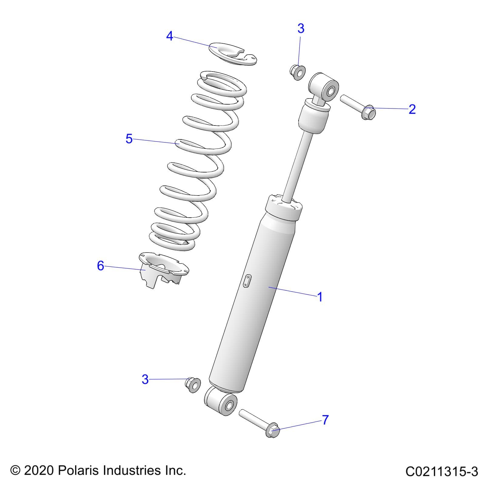 2026 SPORTSMAN TOURING 850 48" R02 - A26SYE85AL — SUSPENSION, SHOCK, REAR - A26SYE85AL (C0211315-3) diagram