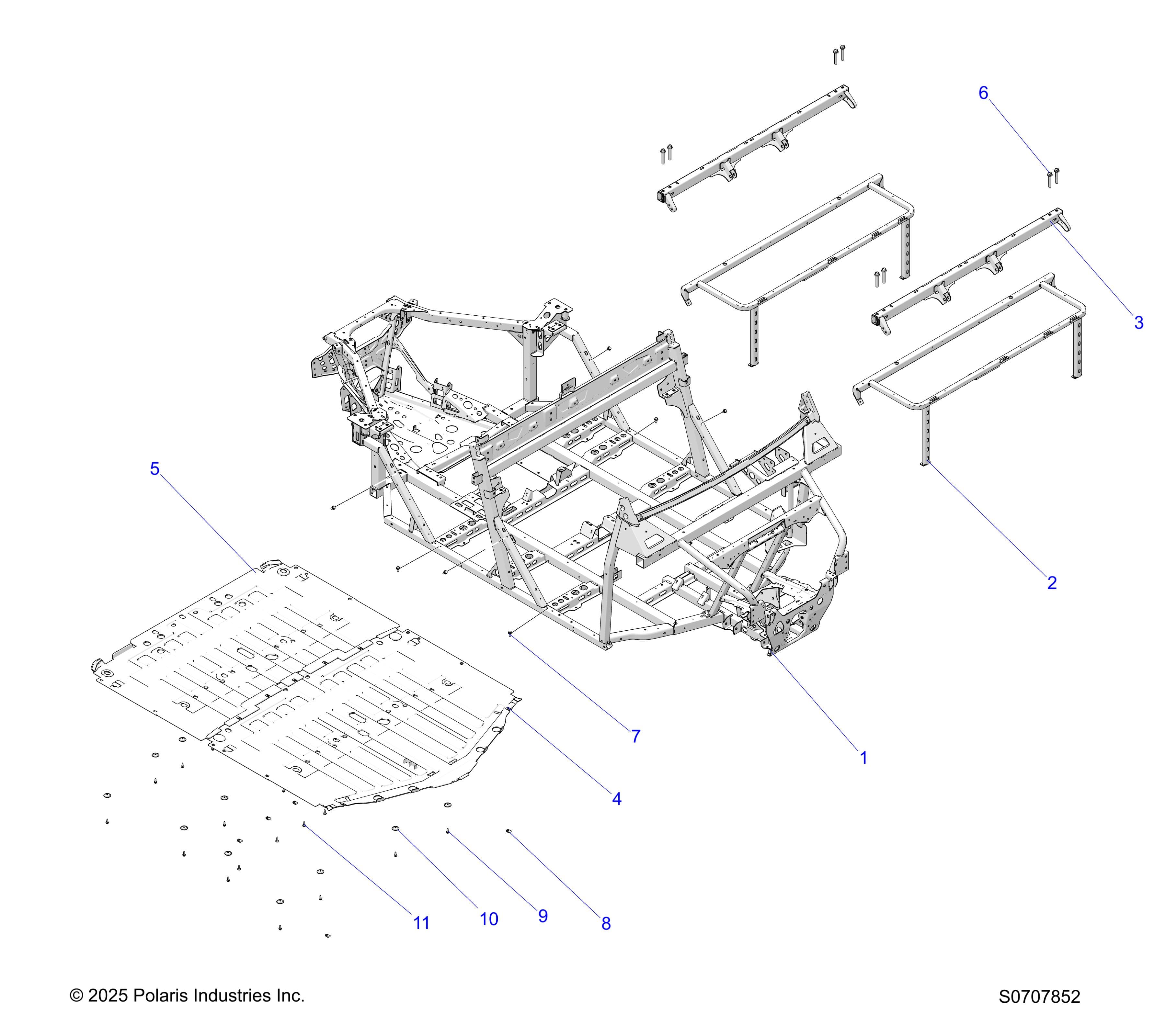 2026 RANGER 1000 CREW NON EPS — CHASSIS, MAIN FRAME & SKID PLATES diagram
