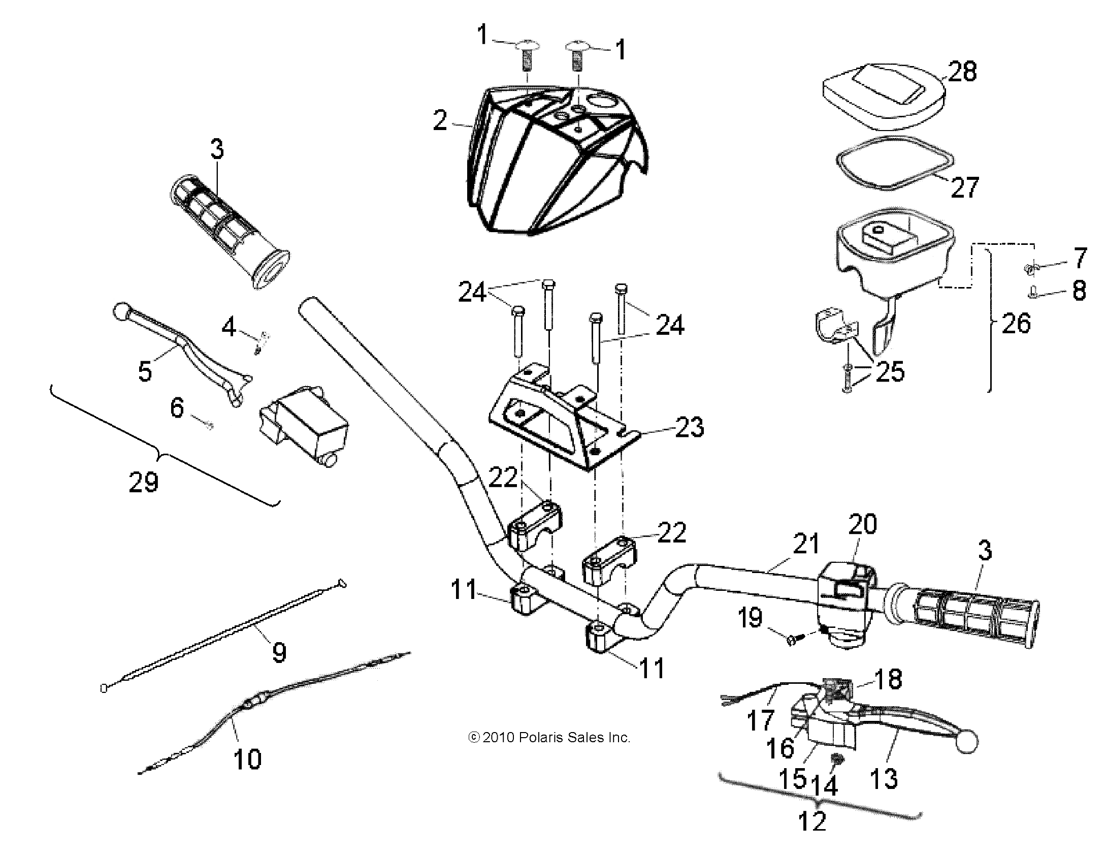 2026 PHOENIX 200 R01 - A26YPA20A4 — STEERING, HANDLEBAR - A26YPA20A4 (49ATVHANDLEBAR11PHX) diagram