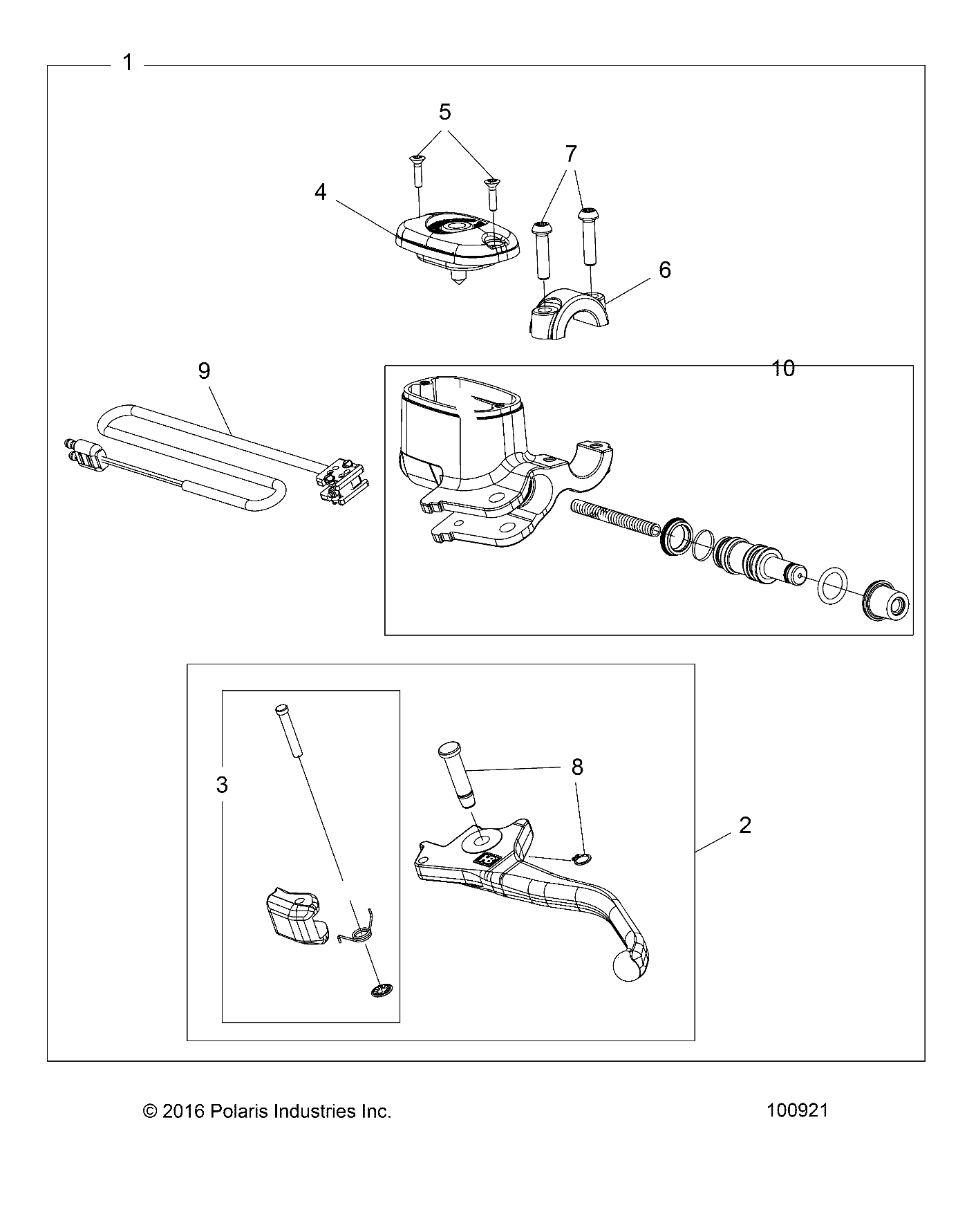2026 SPORTSMAN XP 1000 MUD R01 - A26SXM95AR — BRAKES, FRONT BRAKE LEVER and MASTER CYLINDER - A26SXM95AR (100921) diagram