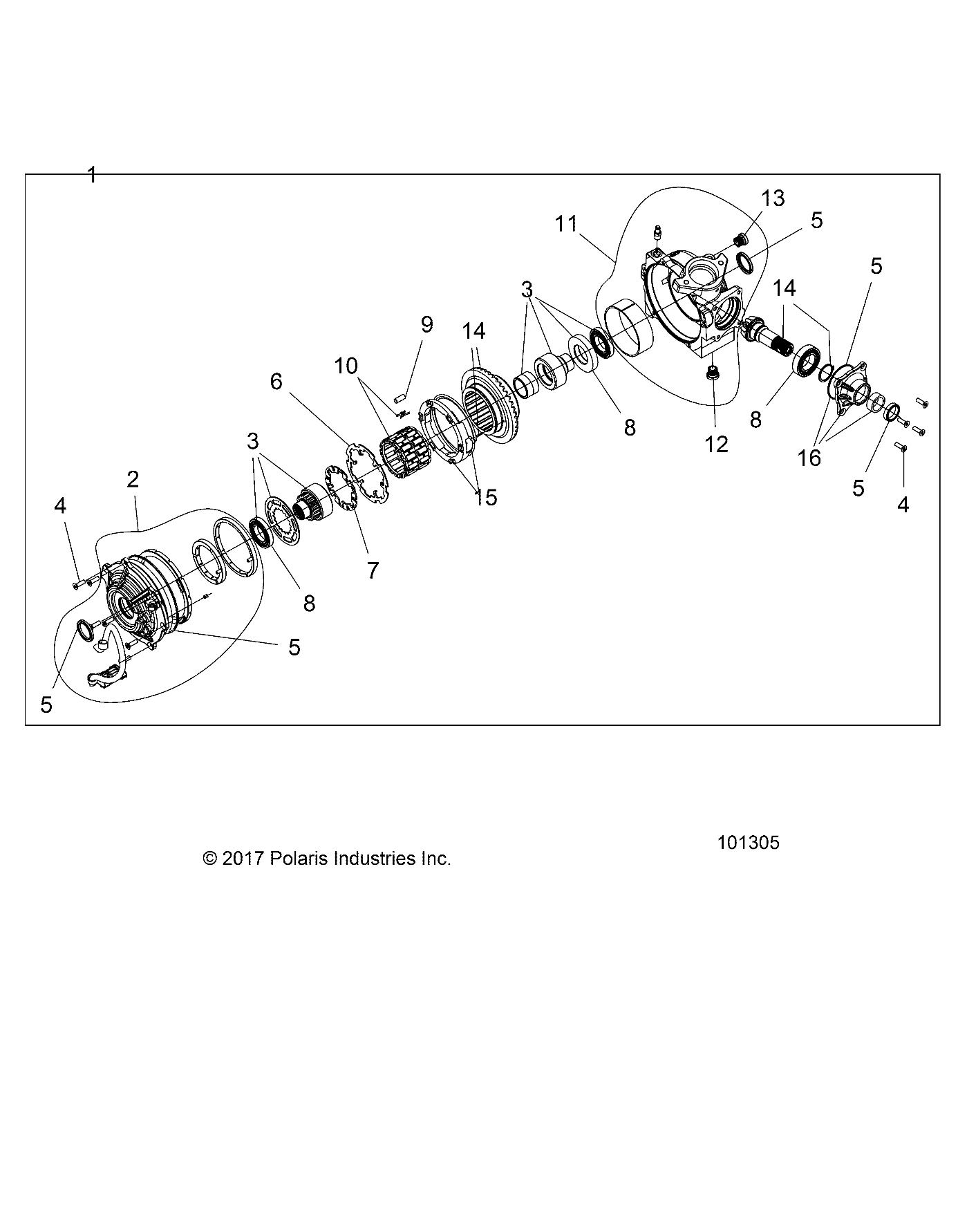 2026 SPORTSMAN TOURING 850 48" R02 - A26SYE85AL β DRIVE TRAIN, FRONT GEARCASE INTERNALS - A26SYE85AL (101305) diagram