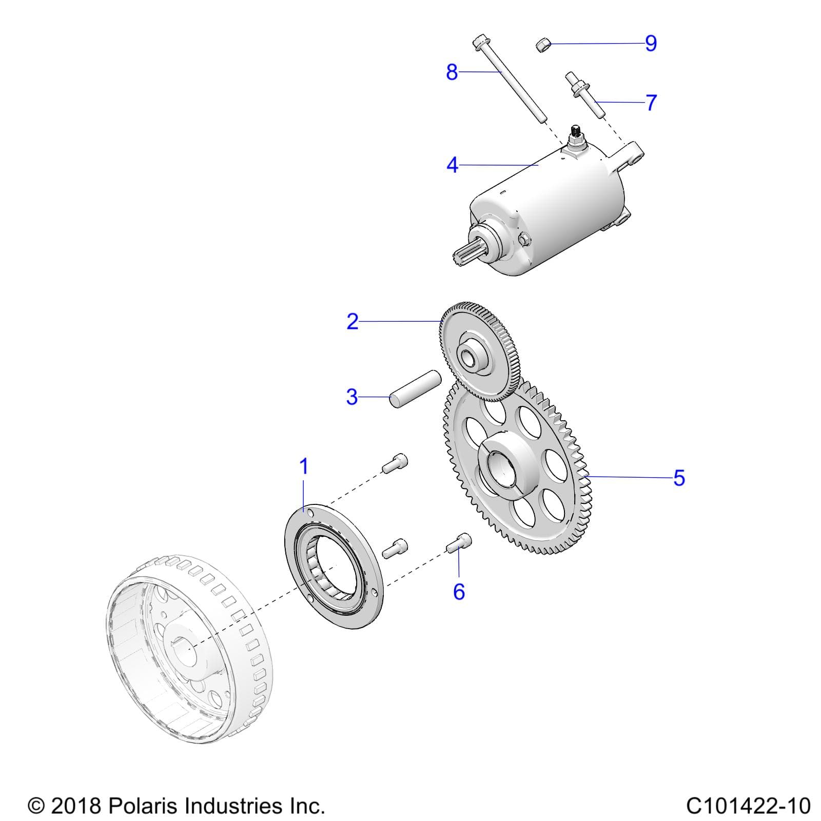 2026 SPORTSMAN 570 6X6 EPS 49S — ENGINE, STARTER DRIVE - A26SKE57A1 (C101422-10) diagram