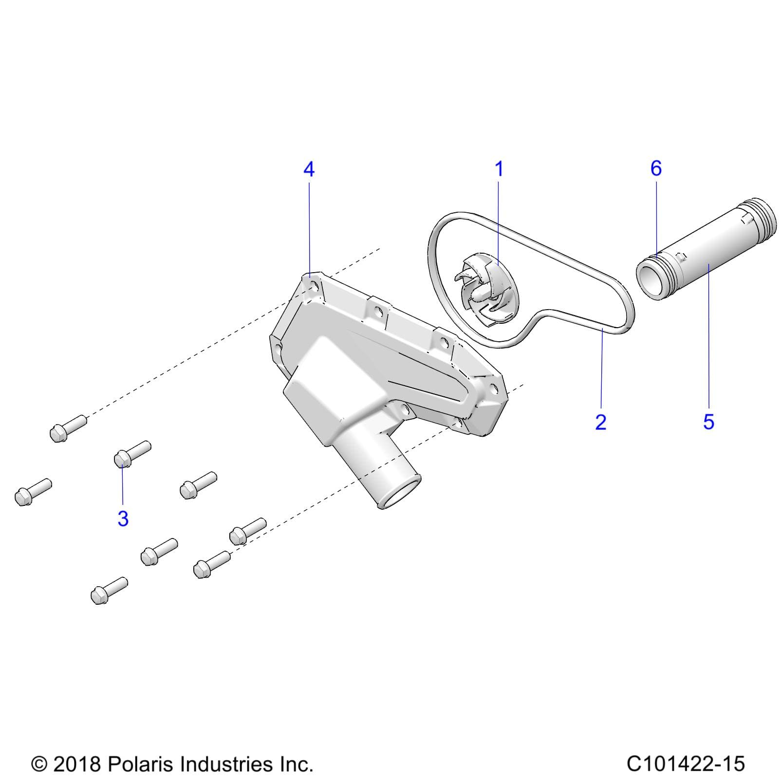 2026 SPORTSMAN 450 50S — ENGINE, WATERPUMP IMPELLER and COVER - A26SEA50B1/B4 (C101422-15) diagram