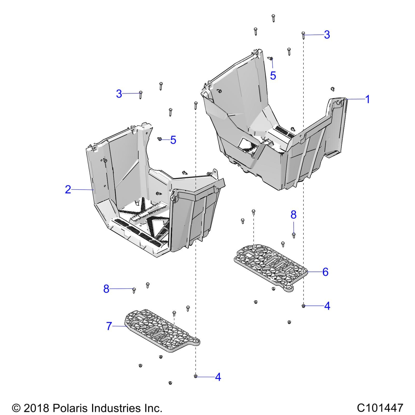 2026 SPORTSMAN 850 48" R02 - A26SXA85A1 — BODY, FOOTWELLS - A26SXA85A1 (C101447) diagram
