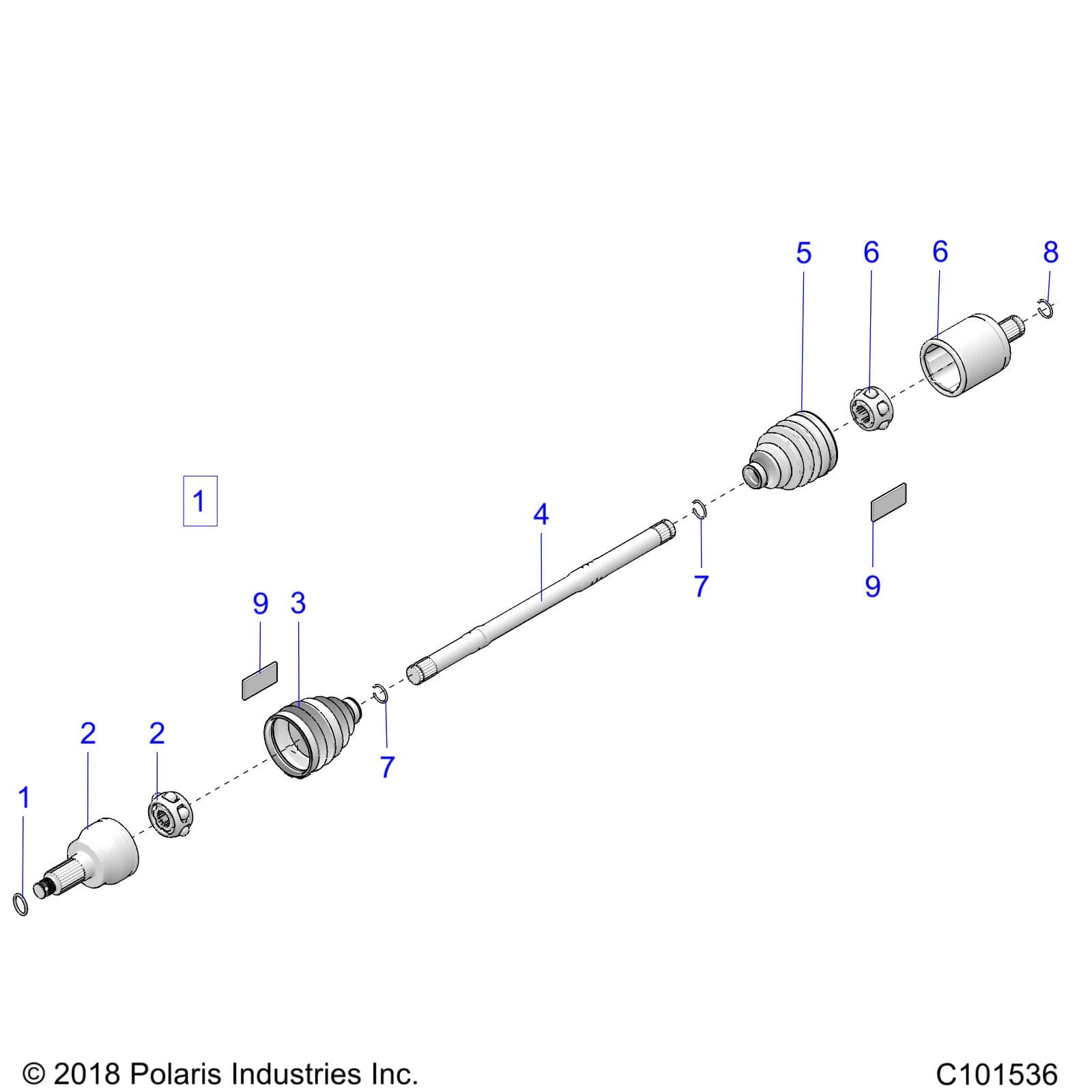 2026 SPORTSMAN 1000 ULTIMATE 49S R01 - A26SXR95AG — DRIVE TRAIN, DRIVE SHAFT, FRONT - A26SXR95AG (C101536) diagram