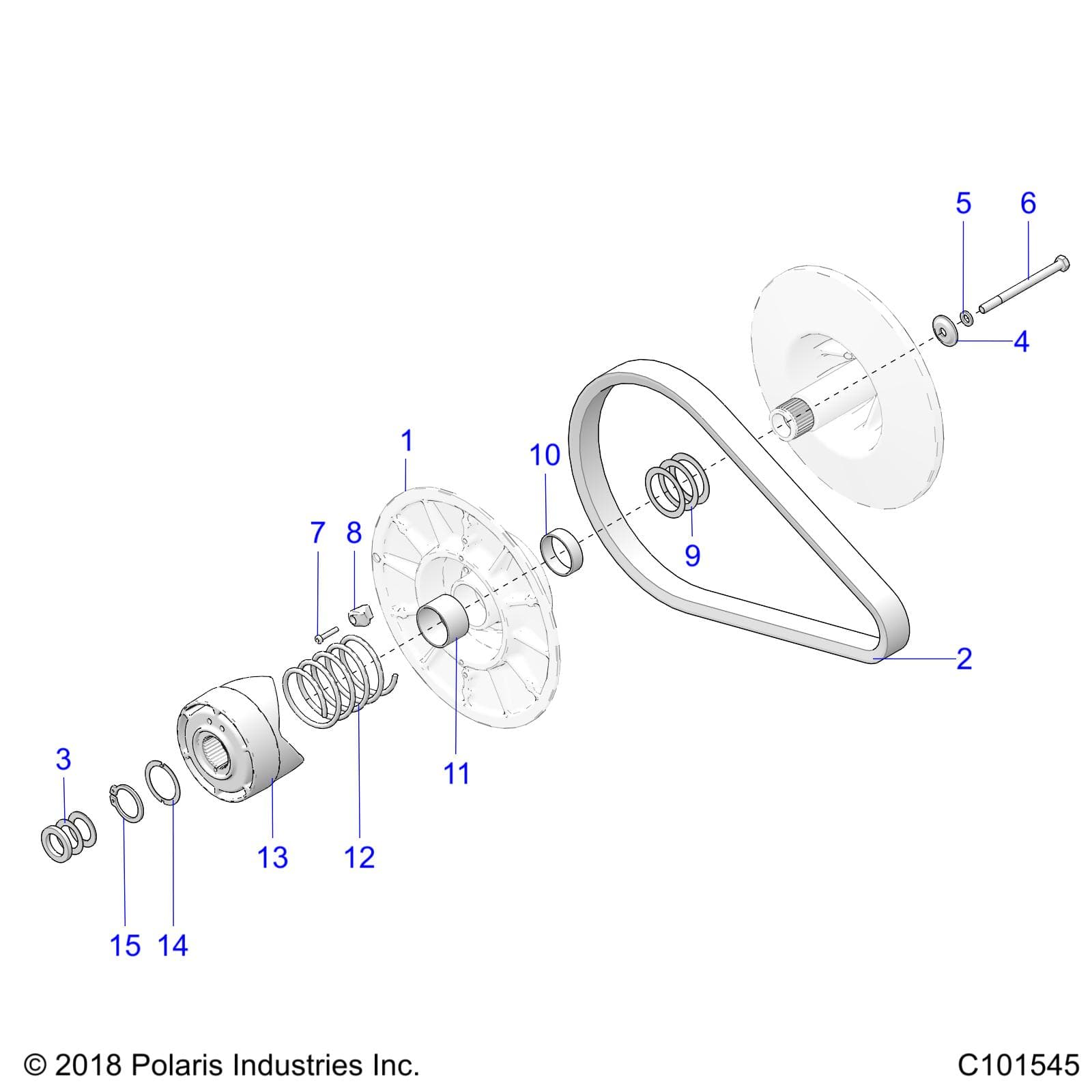 2026 SPORTSMAN 450 50S — DRIVE TRAIN, SECONDARY CLUTCH - A26SEA50B1/B4 (C101545) diagram