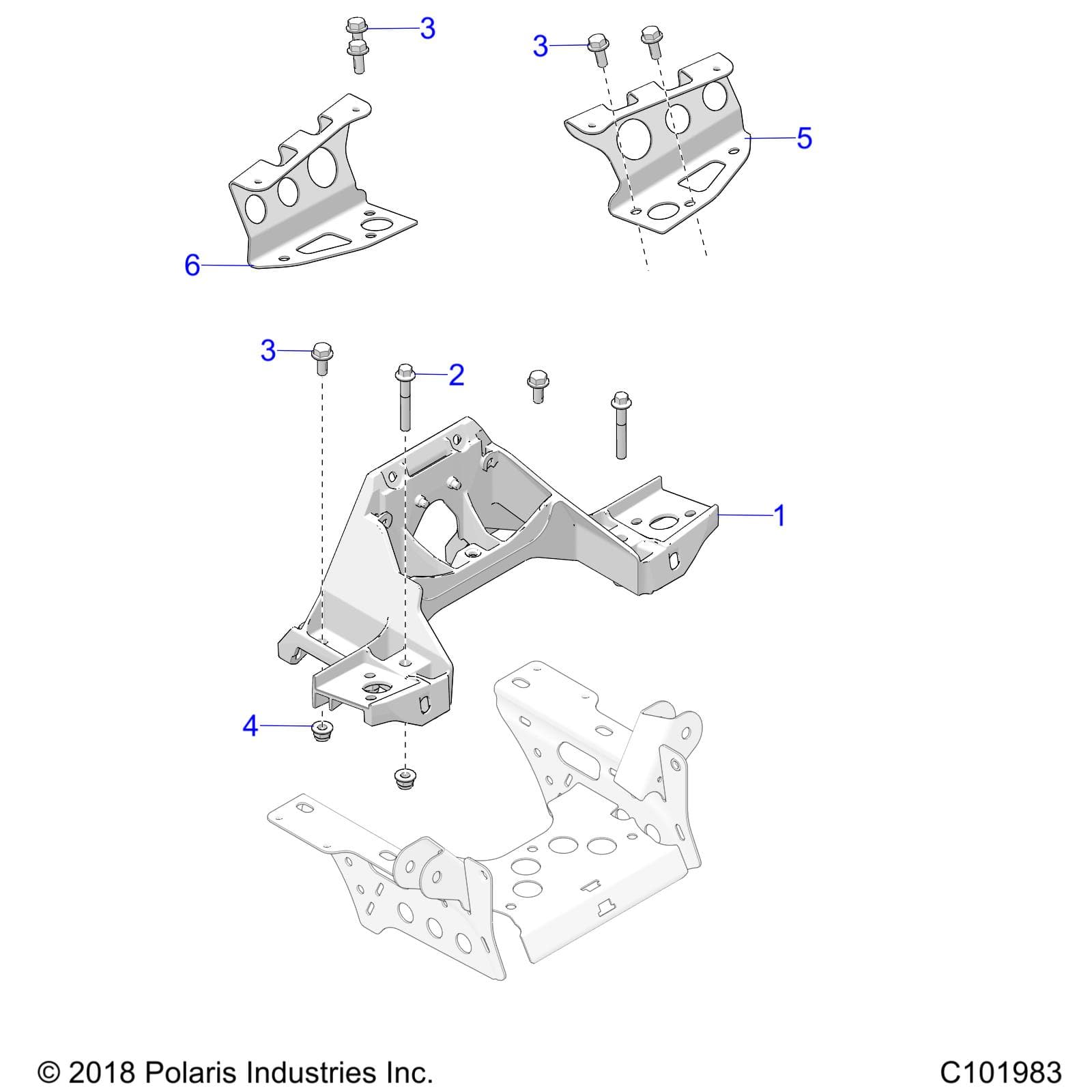 2026 SPORTSMAN 850 EPS PREM 48" R01 - A26SXE85AN/AZ — CHASSIS, BULKHEAD and FRONT CAB SUPPORT - A26SXE85AN/AZ (C101983) diagram