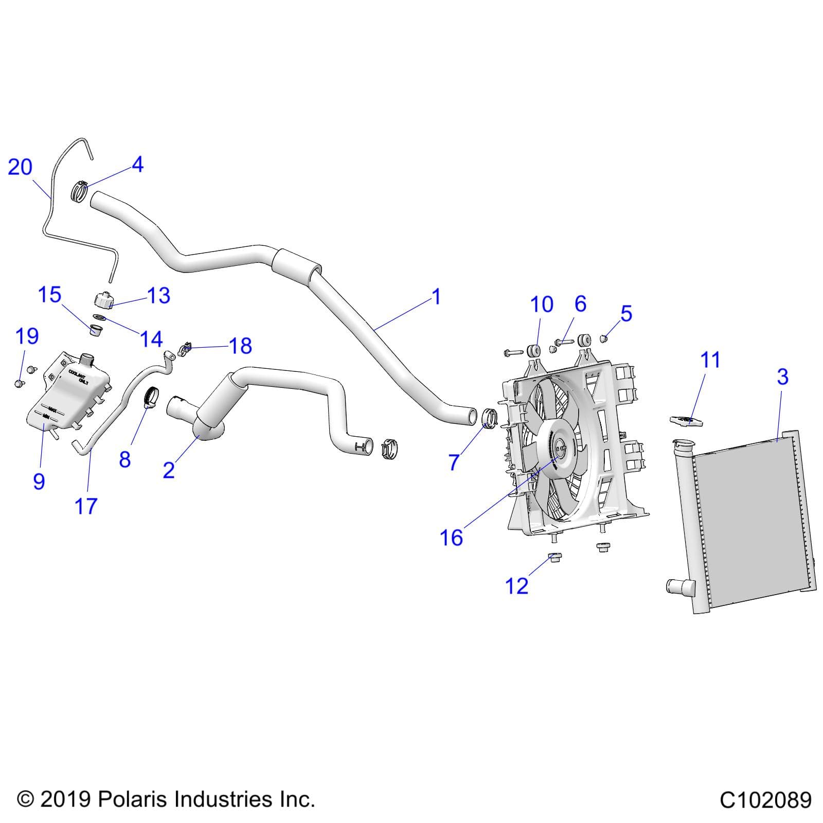 2026 SCRAMBLER XP 1000 S 49S R01 - A26SGE95AB — ENGINE, COOLING SYSTEM - A26SGE95AB (C102089) diagram