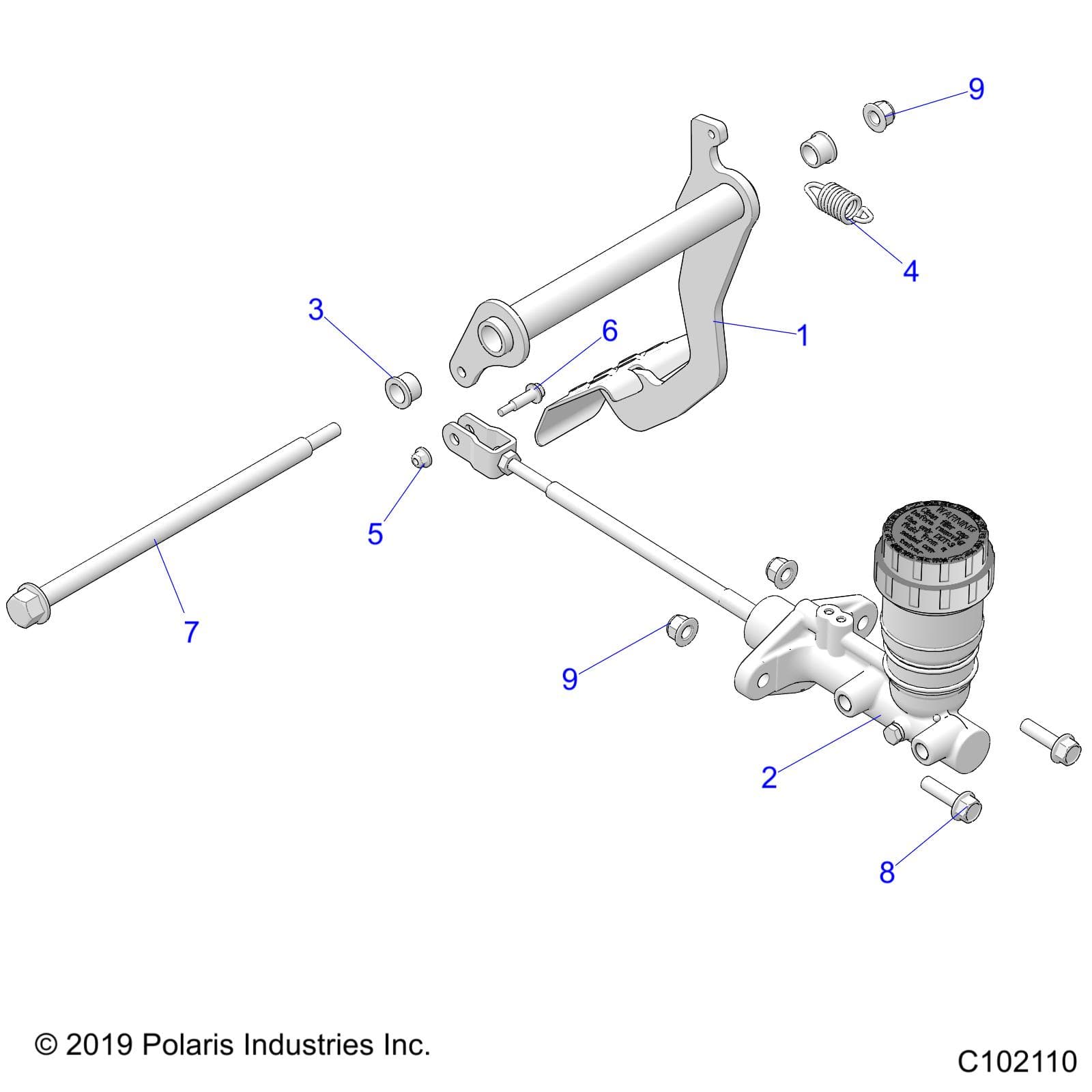 2026 RANGER 150 EFI — BRAKES, PEDAL AND MASTER CYLINDER MOUNTING - R26HZA15A5/B5  (C102110) diagram