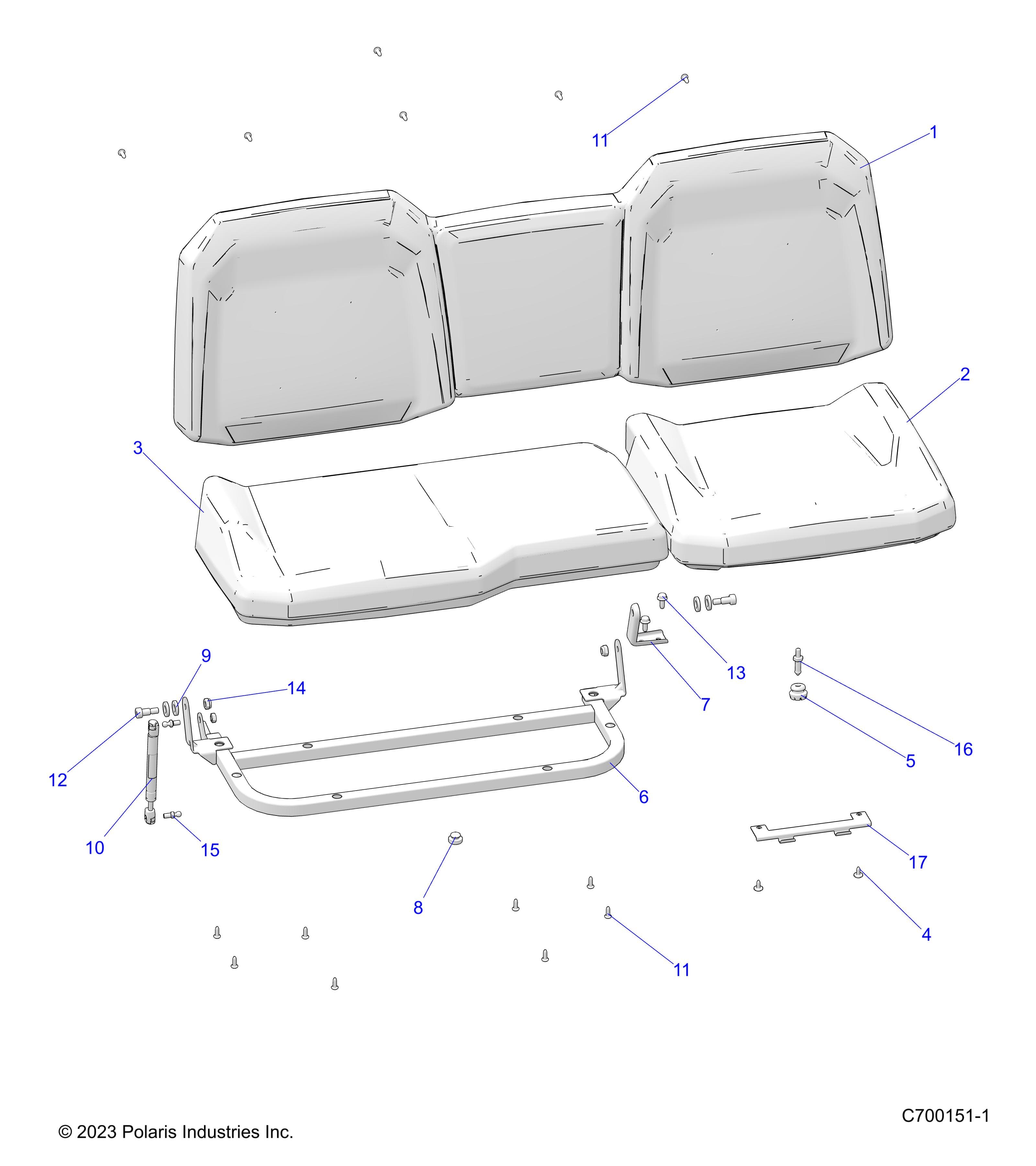 2026 RANGER 1000 XP CREW TEXAS EDITION — BODY, SEAT ASSEMBLY REAR - R26RSF99AL (C700151-1) diagram