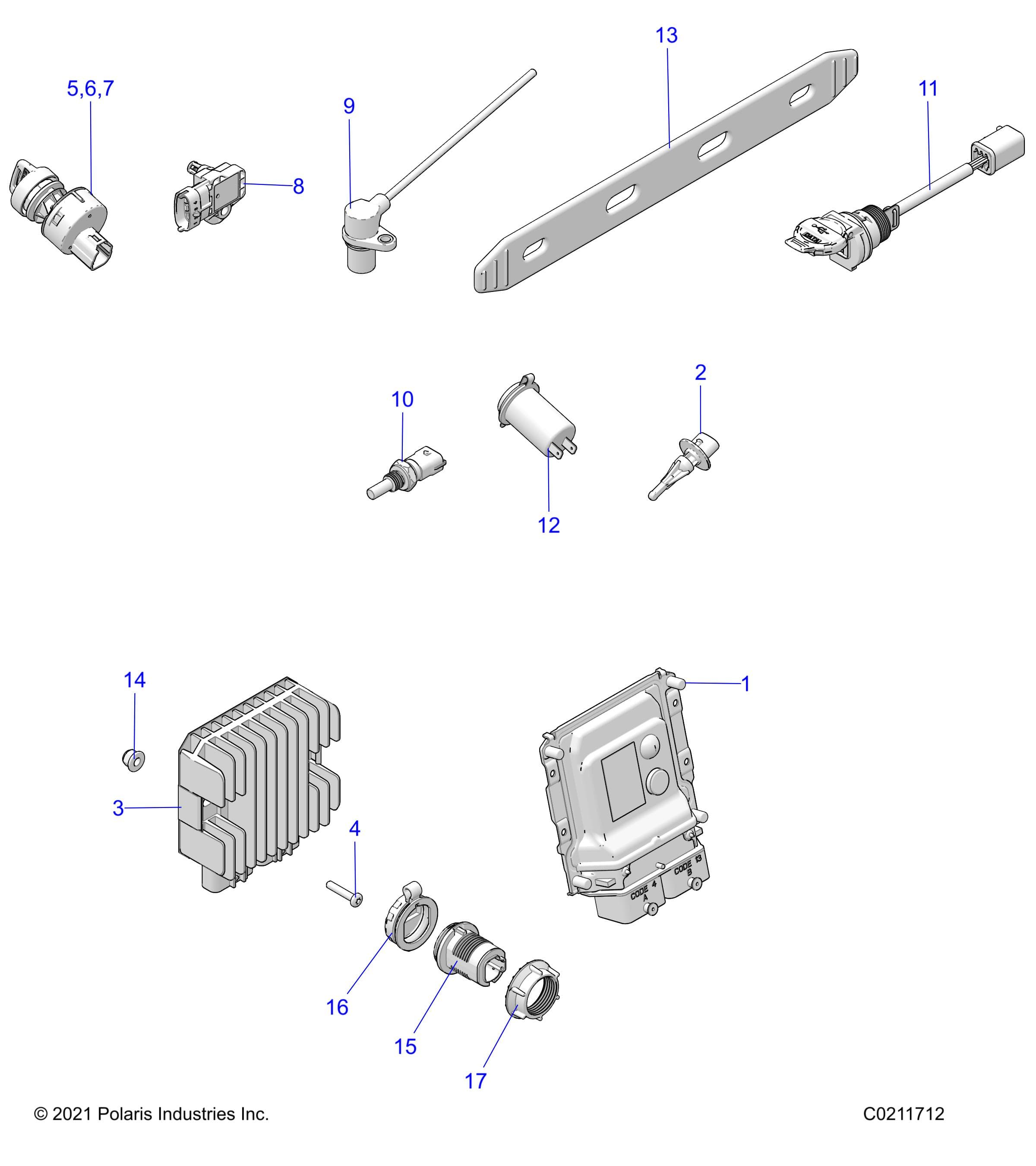 2026 SPORTSMAN 1000 ULTIMATE 49S R01 - A26SXR95AG — ELECTRICAL, SWITCHES, SENSORS, ECU and CONTROL MODULES - A26SXR95AG (C0211712) diagram
